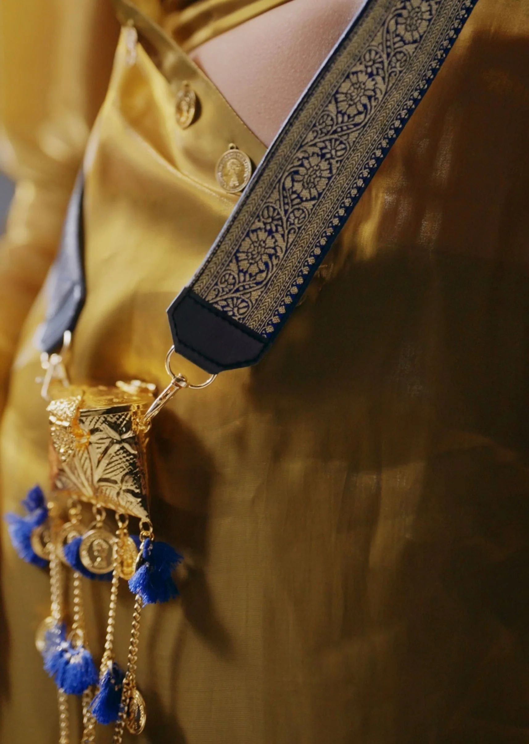 Blue Banarasi Brocade Sling Bag - Image 3