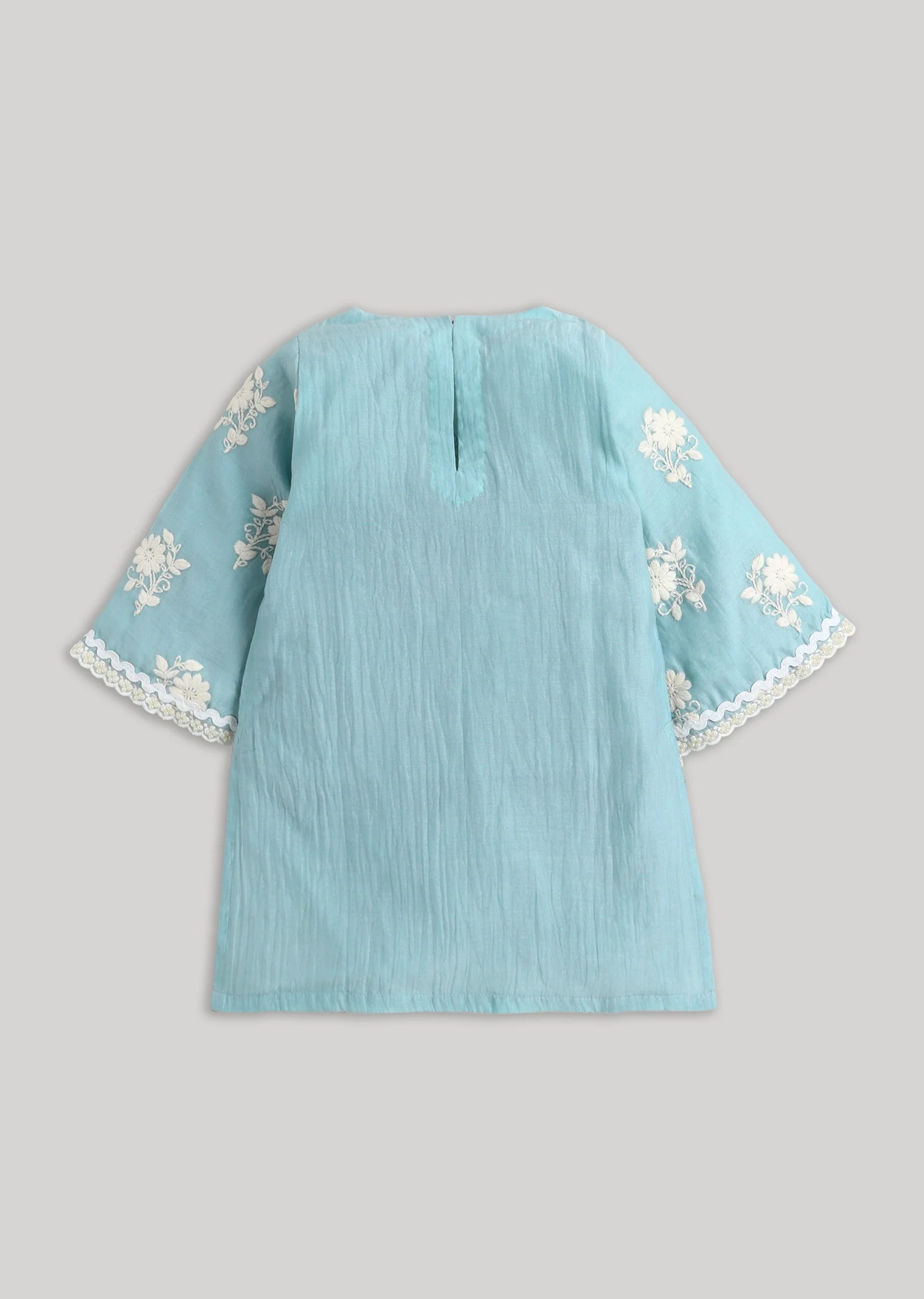 Blue Chanderi Salwar Suit With Subtle Resham Work - Image 3