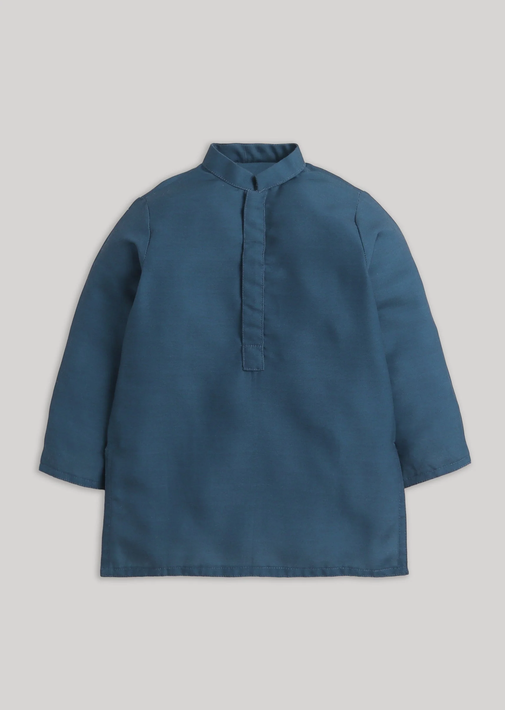 Blue Cotton Kurta Jacket Set With Floral Embroidered Nehru Jacket - Image 2