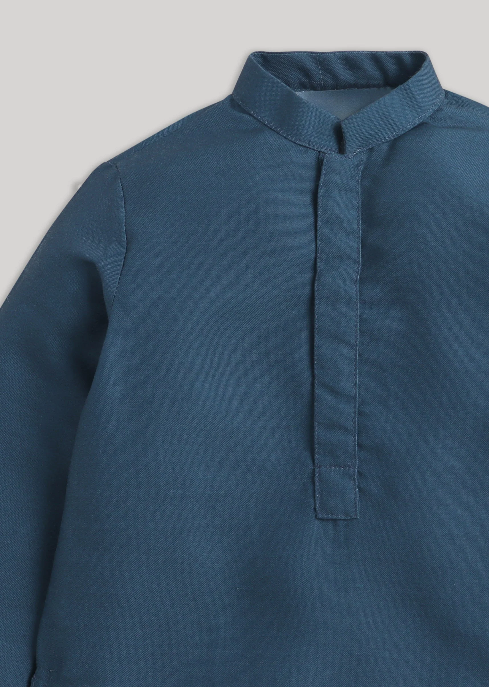 Blue Cotton Kurta Jacket Set With Floral Embroidered Nehru Jacket - Image 4