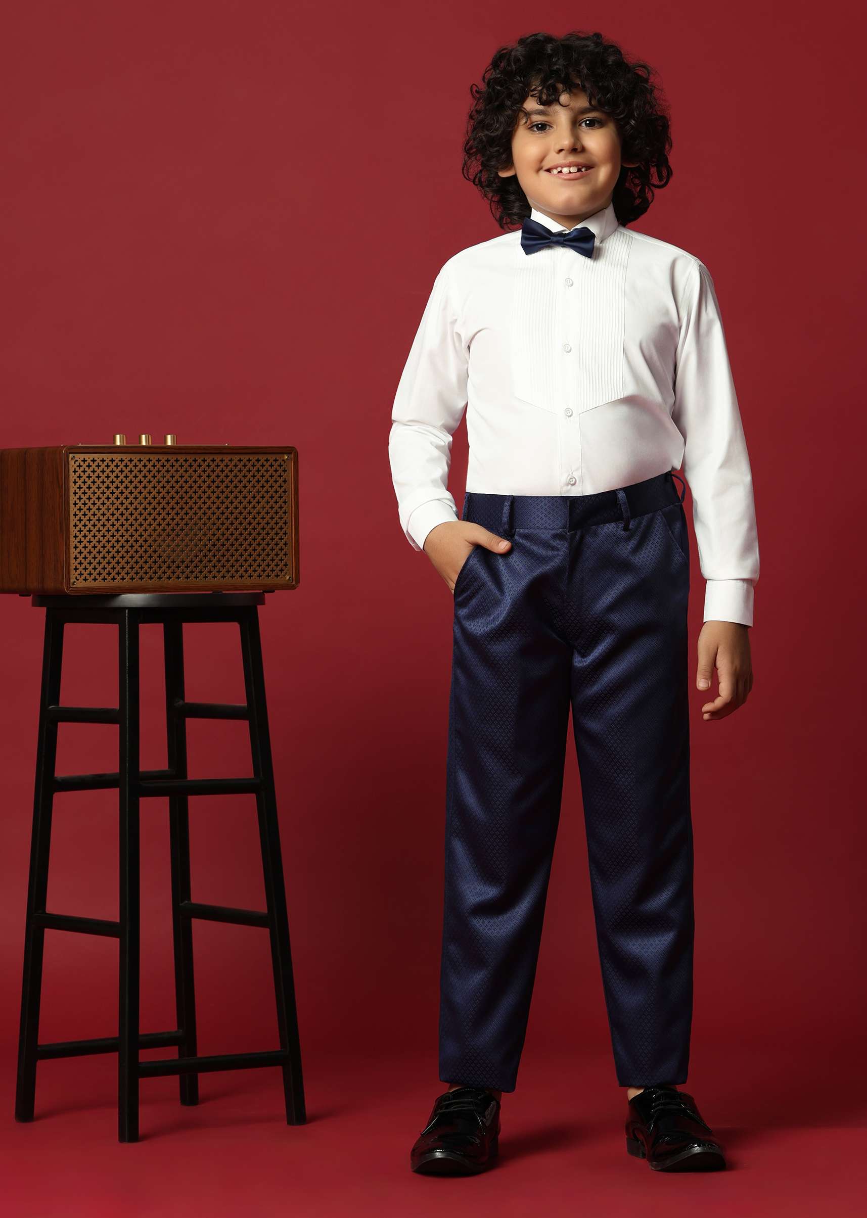 Blue Cutwork Tuxedo Set For Young Gentlemen - Image 7
