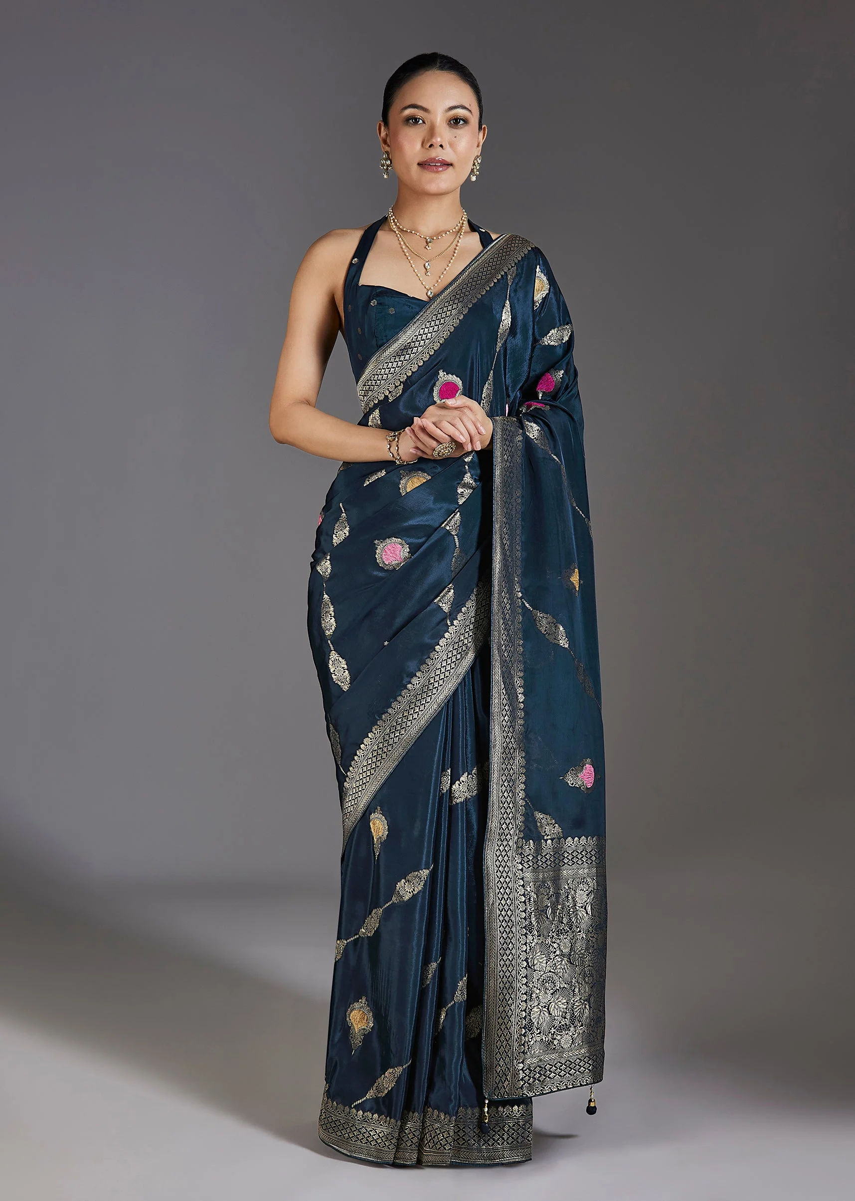 Blue Dola Silk Saree - Image 3