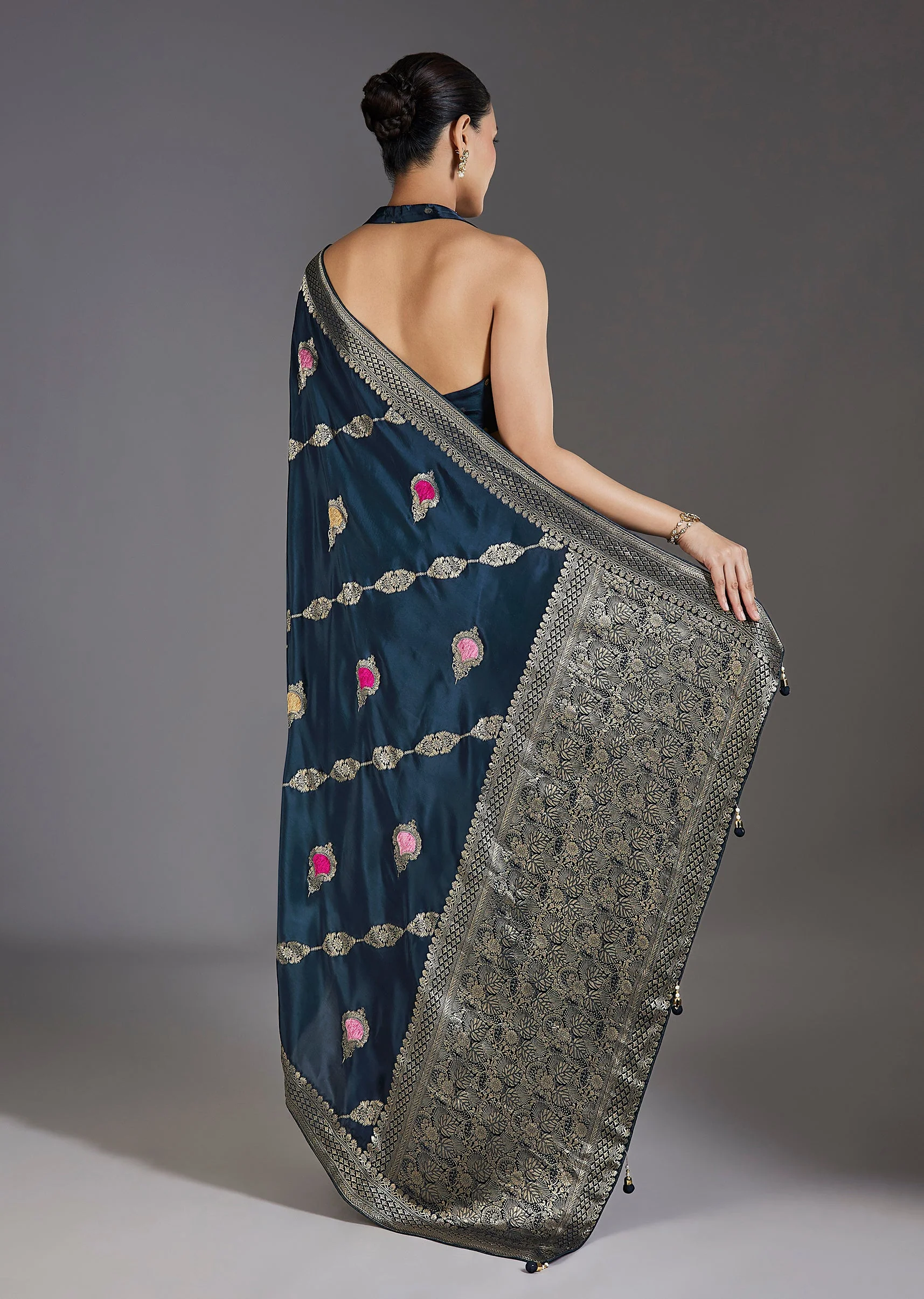 Blue Dola Silk Saree - Image 4