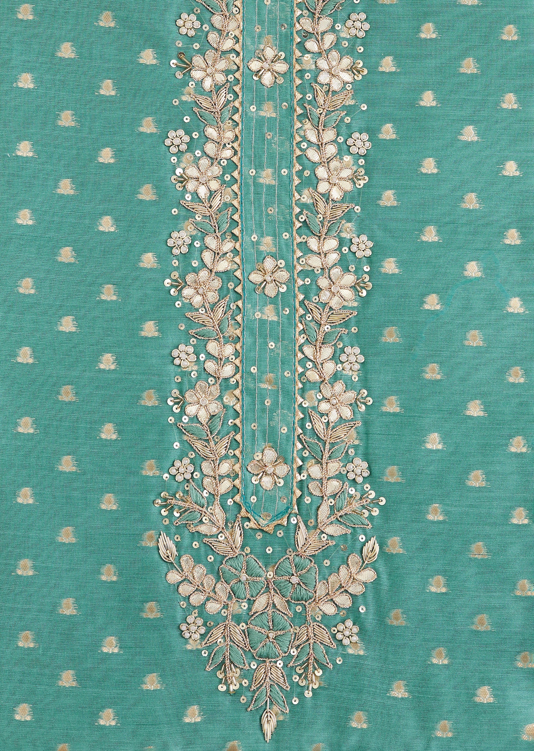 Blue Embroidered Chanderi Suit - Image 4