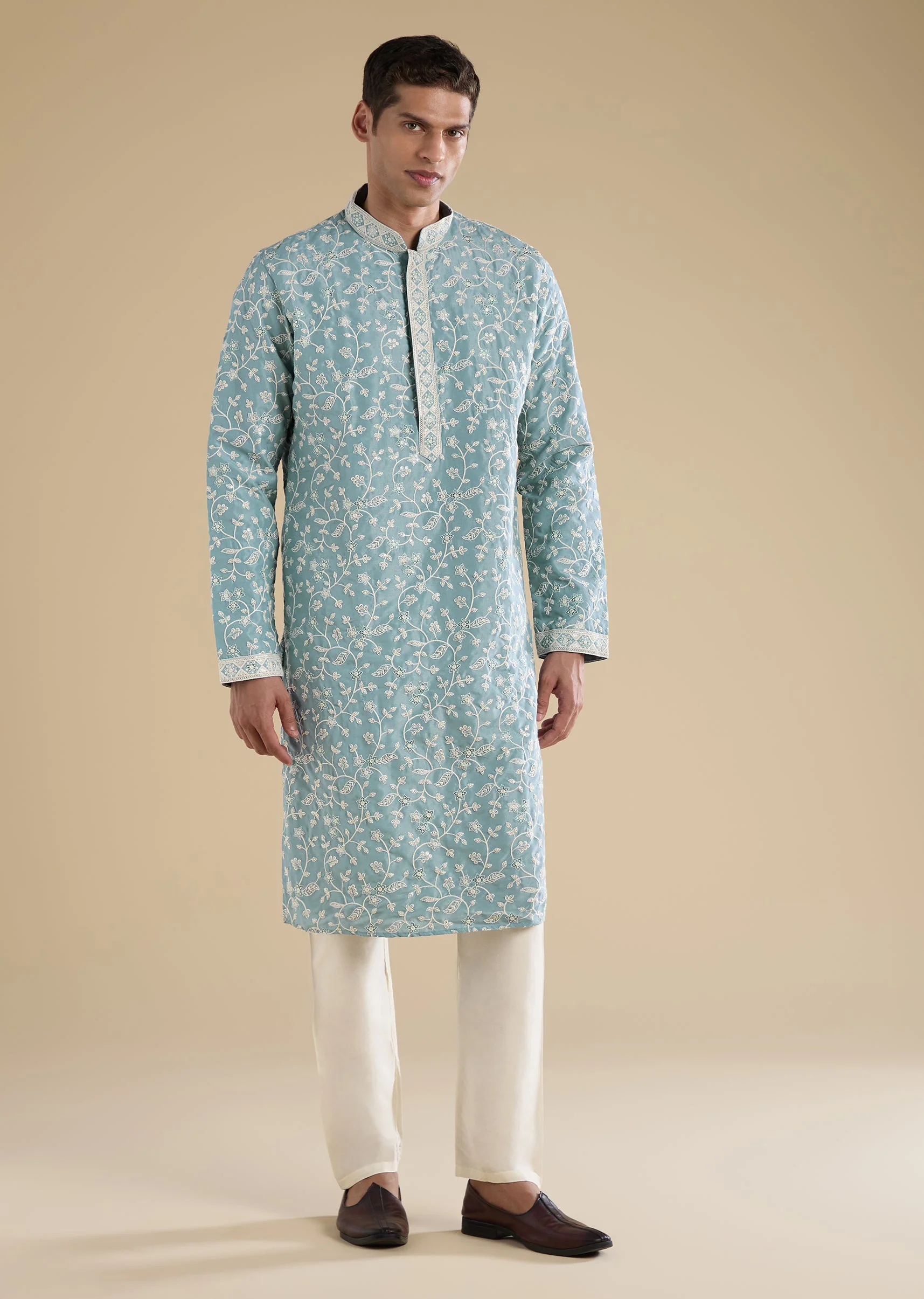 Blue Embroidered Kurta Set