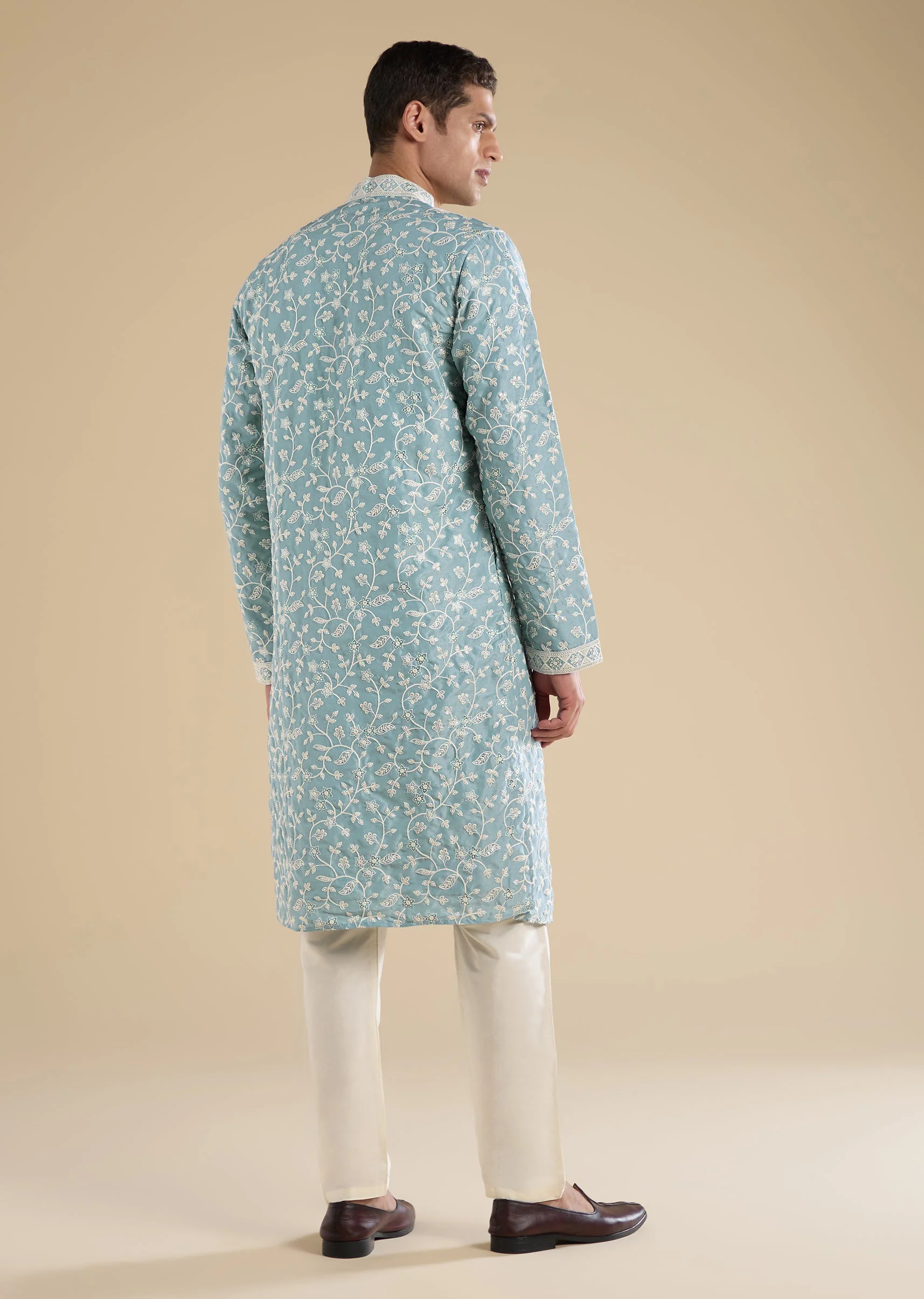 Blue Embroidered Kurta Set - Image 5