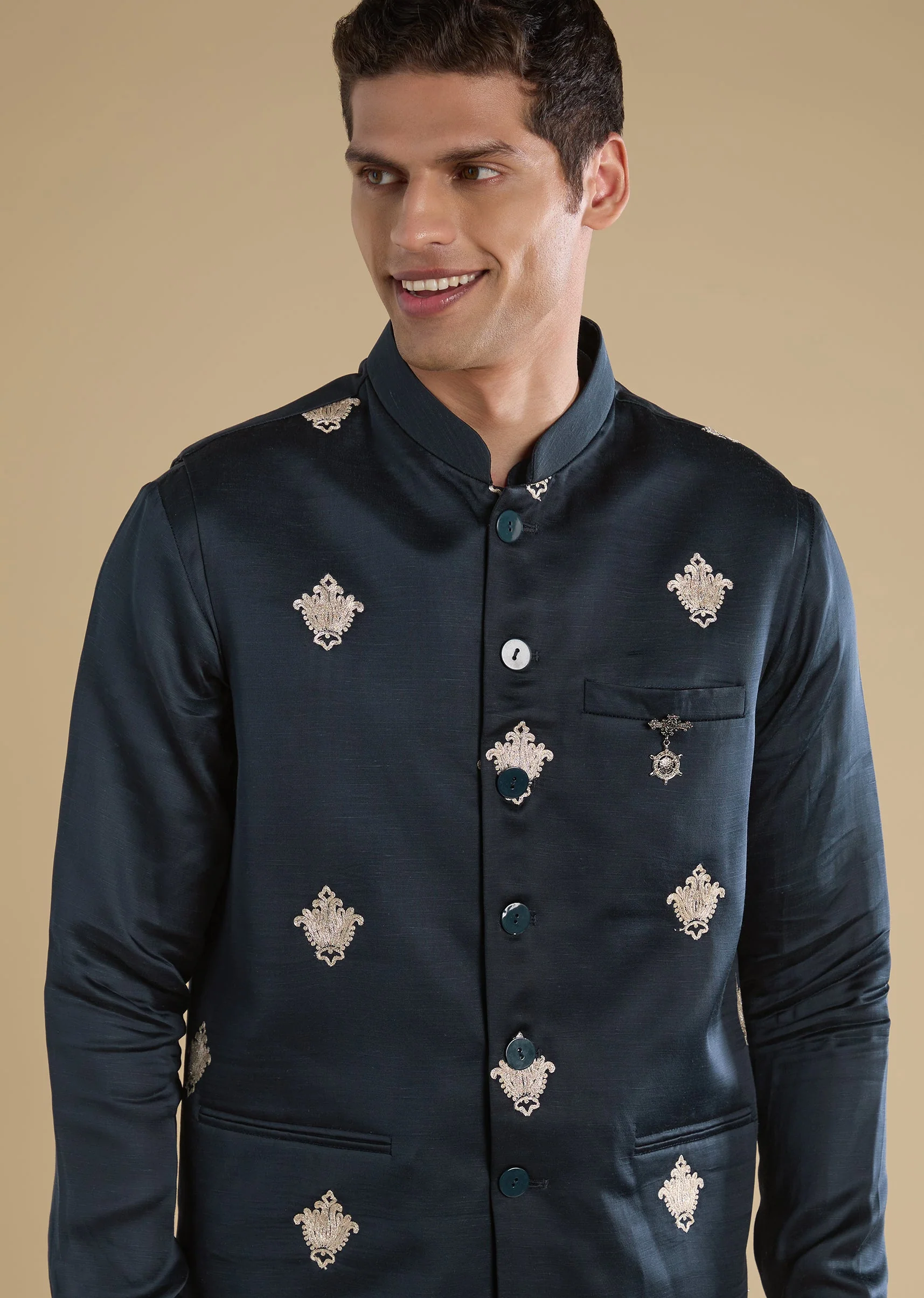 Blue Embroidered Kurta Set With Pants - Image 2