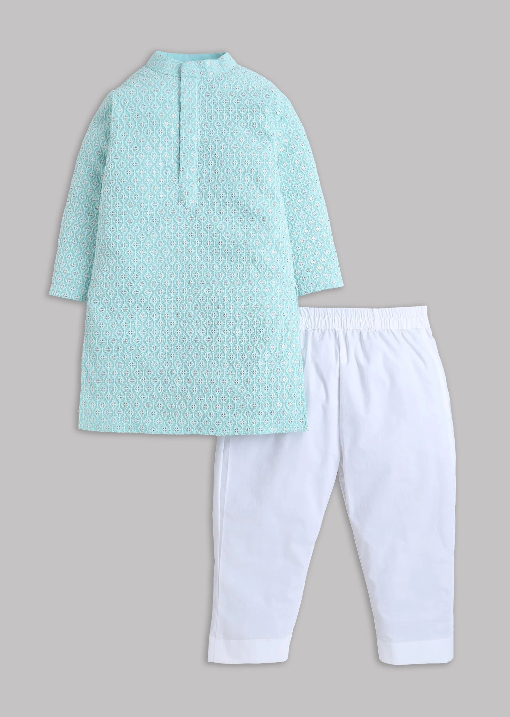 Blue Embroidered Kurta Set With Pants For Boys