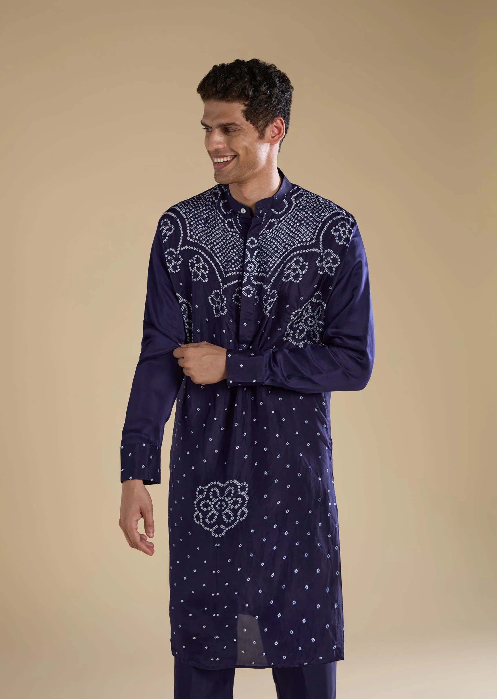 Blue Fusion Duo – Indo Western Set For Her And Kurta Set For Him - Image 10