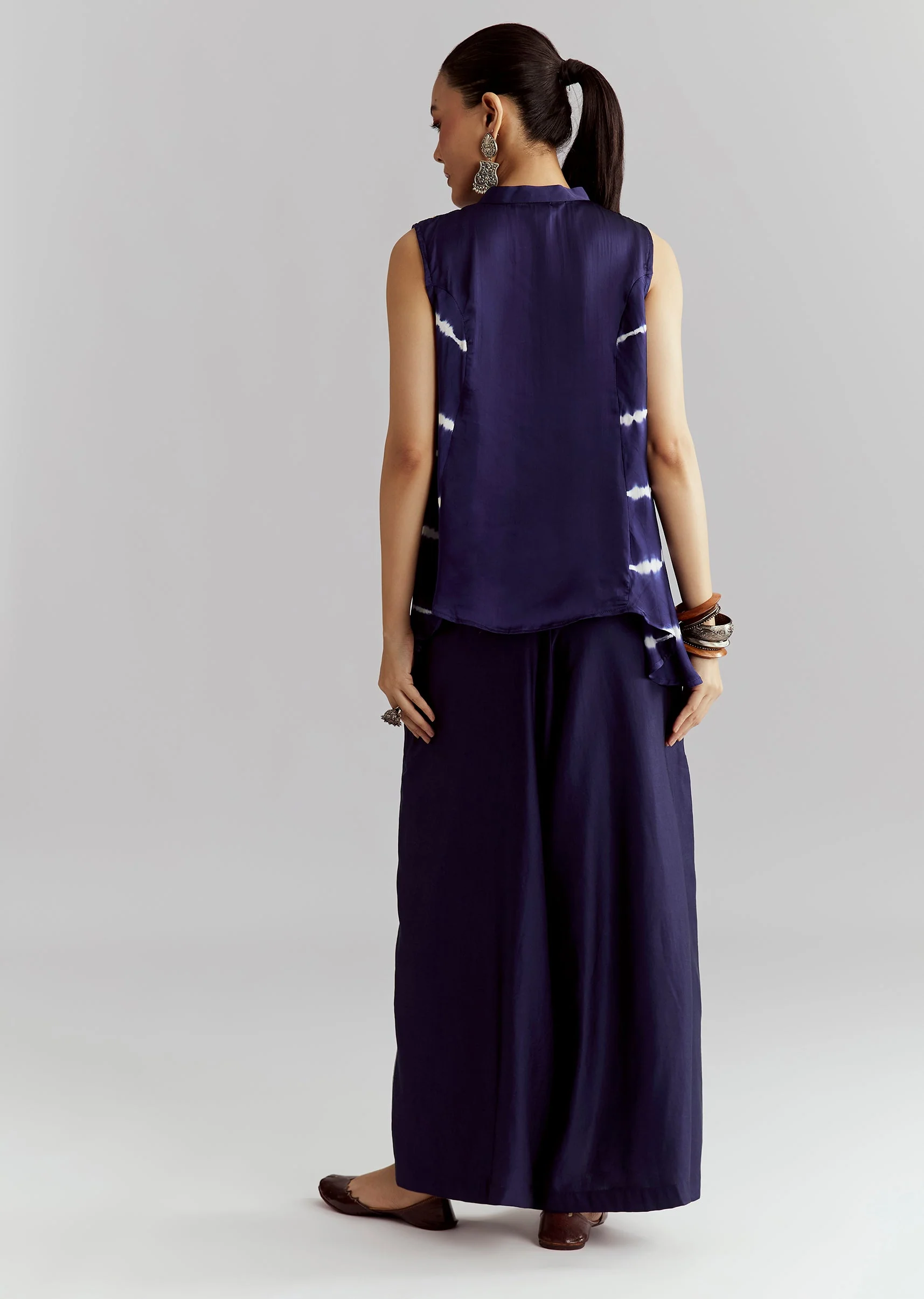 Blue Fusion Duo – Indo Western Set For Her And Kurta Set For Him - Image 6