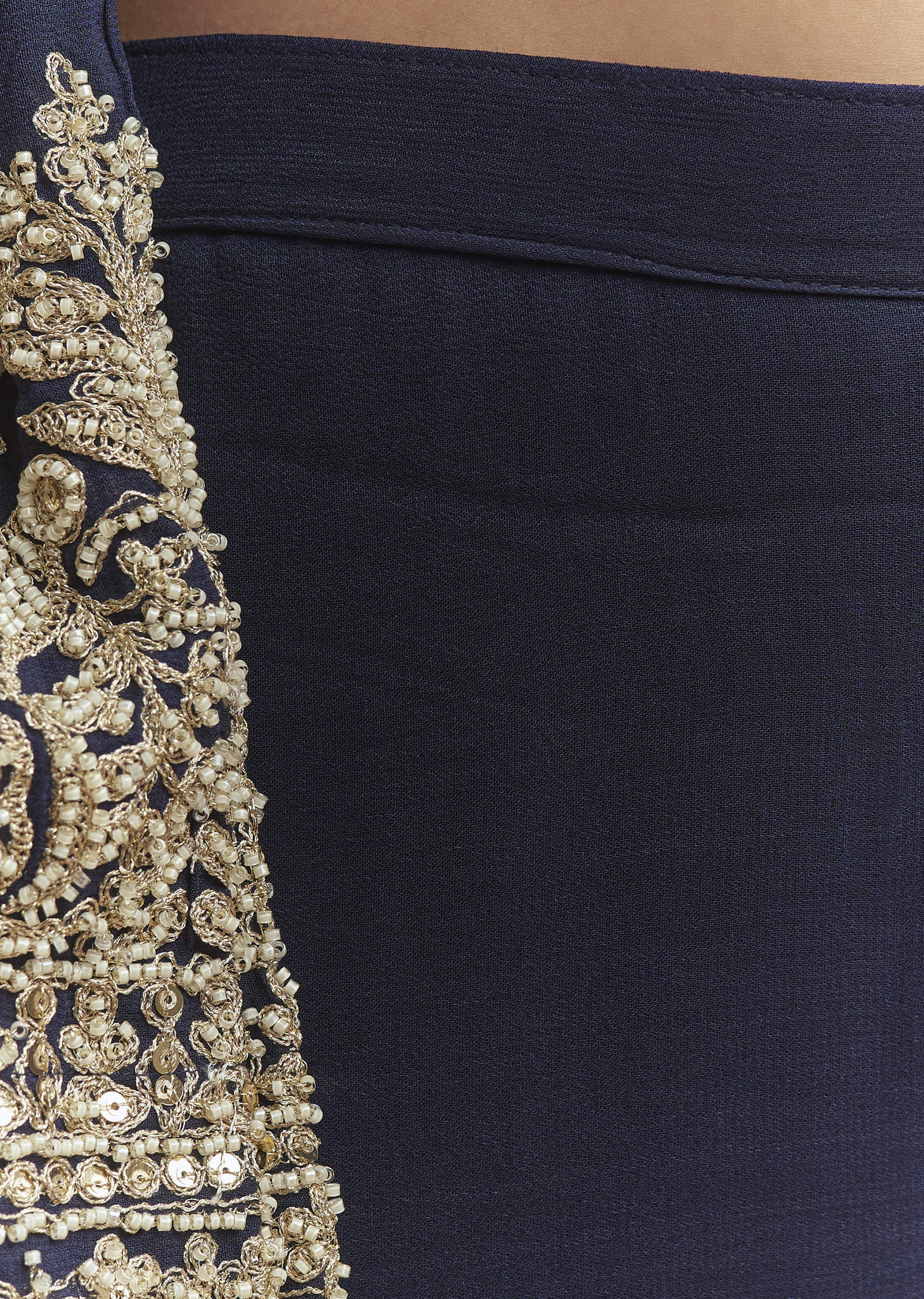 Blue Georgette Kurta Set With Moti And Sequins Work - Image 6