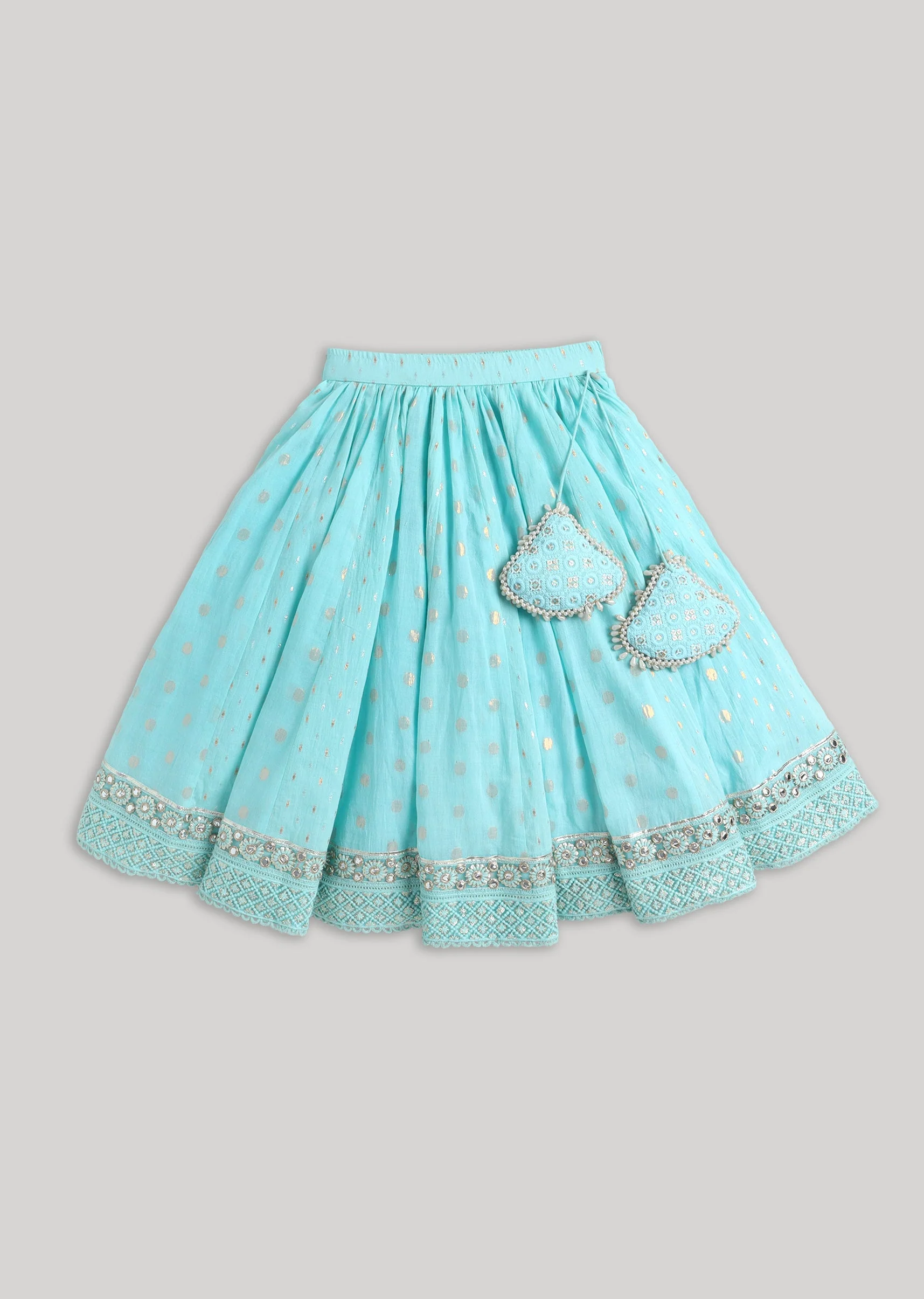 Blue Gold Lehenga Set With Sequin Sparkle - Image 7