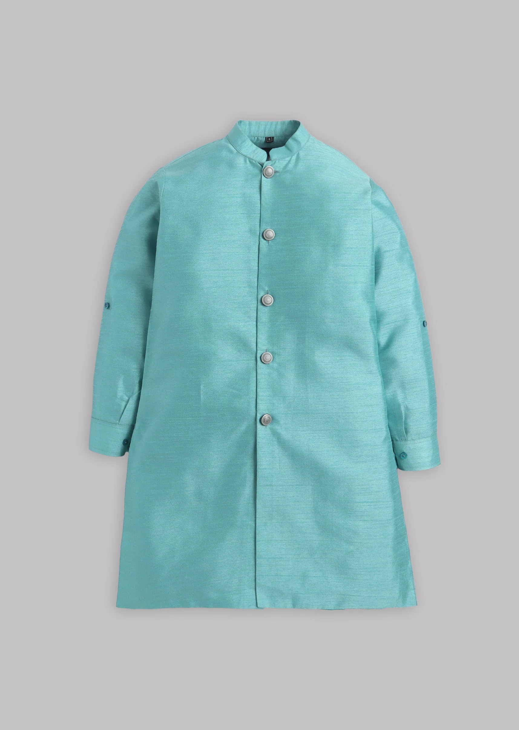 Blue Grey Floral Nehru Jacket Set - Image 3