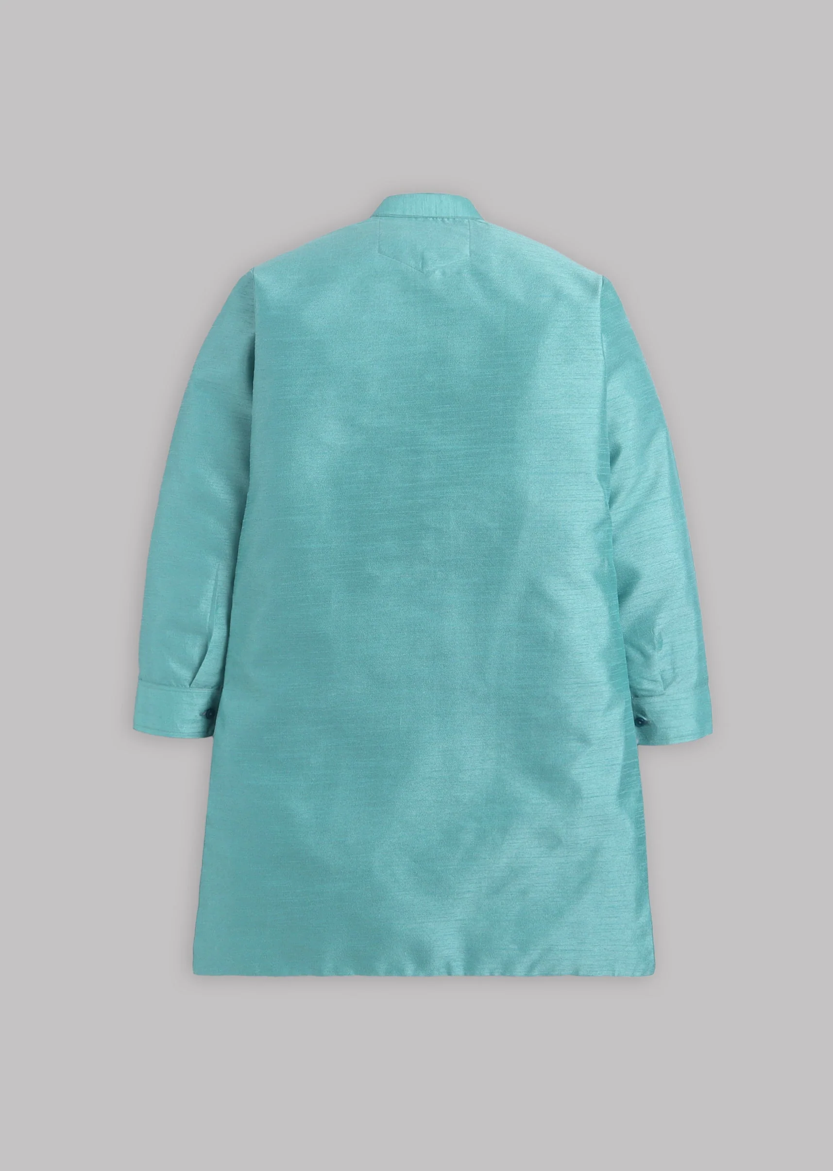 Blue Grey Floral Nehru Jacket Set - Image 4