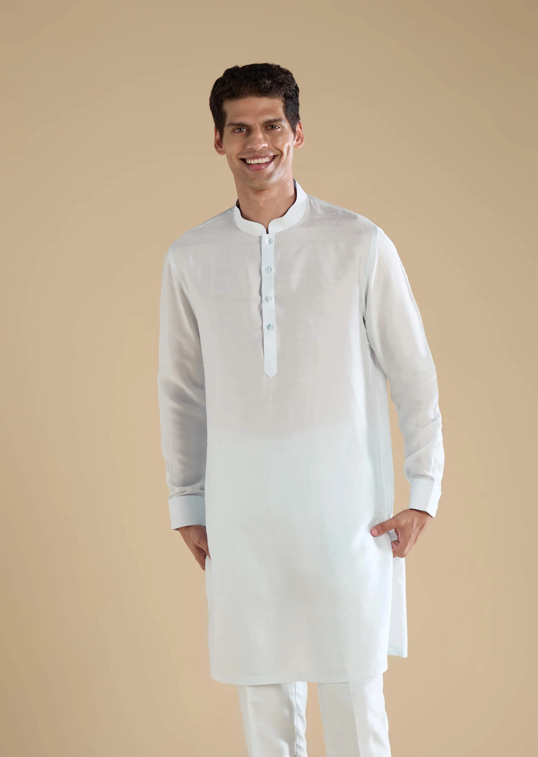 Blue Jacket Kurta Set with Resham Work - Image 6