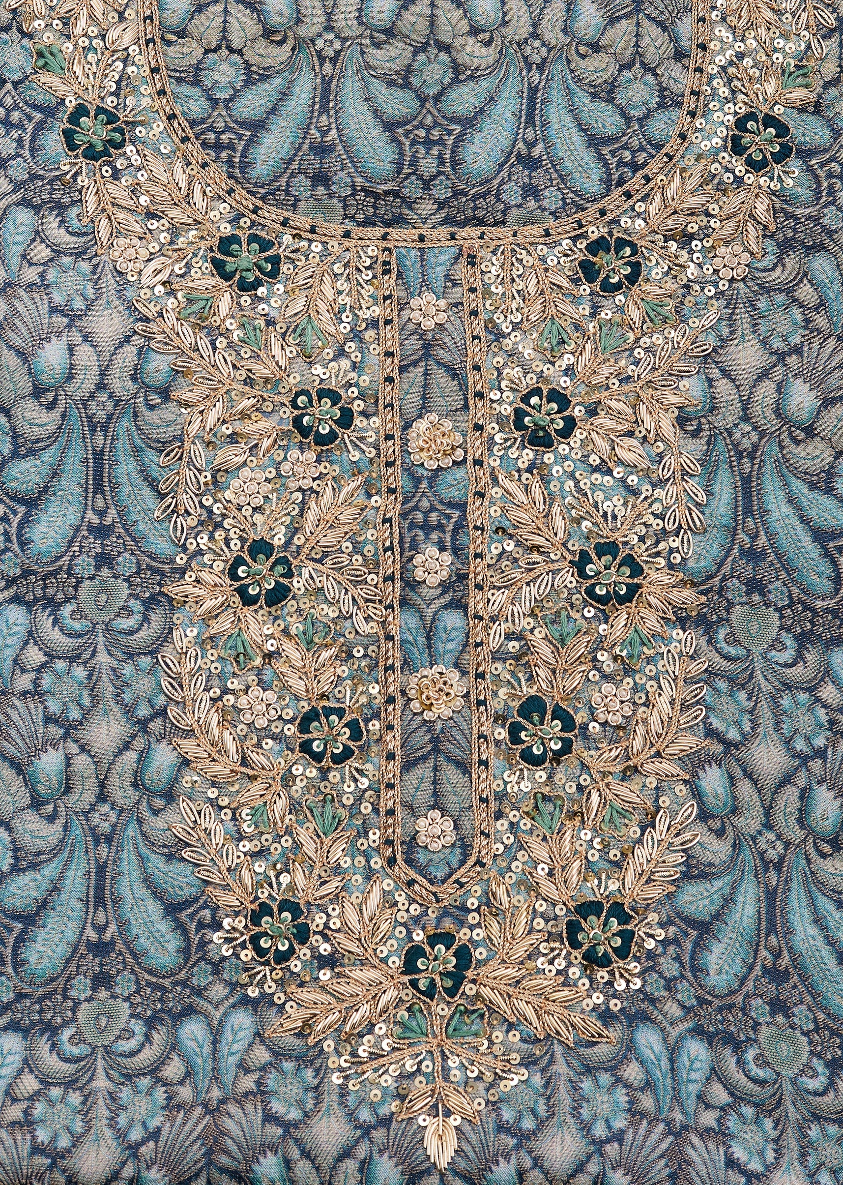 Blue Jacquard Unstitched Suit - Image 4