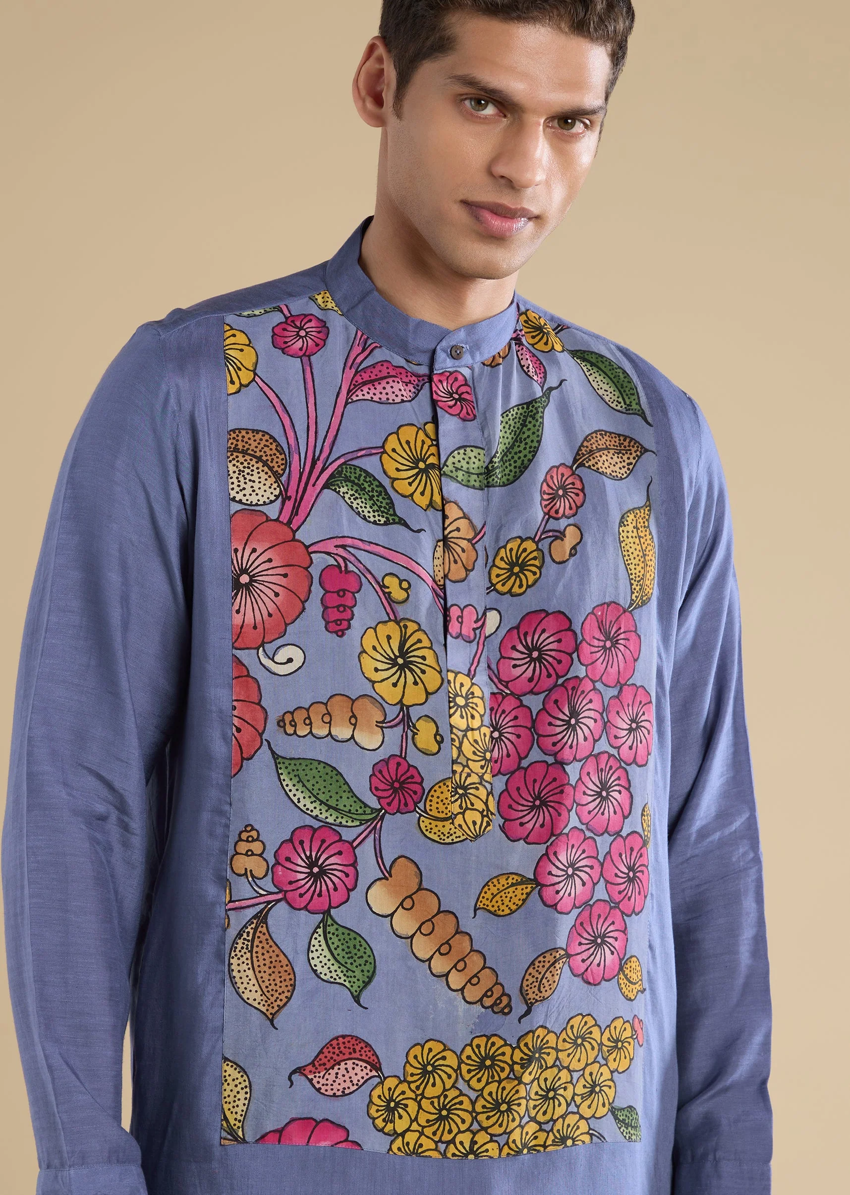 Blue Kalamkari Printed Kurta Set - Image 2