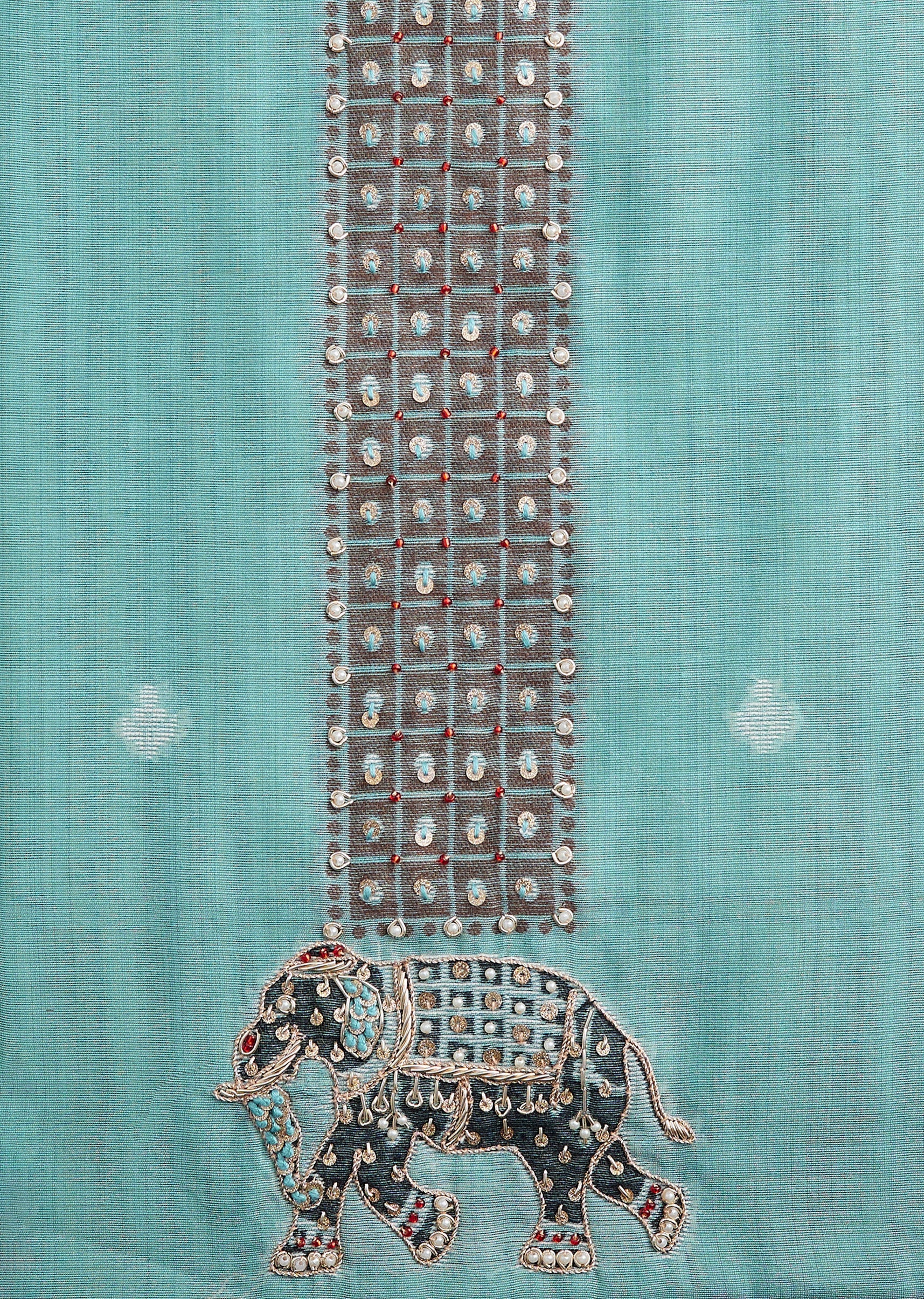 Blue Linen Embroidered Unstitched Suit - Image 2