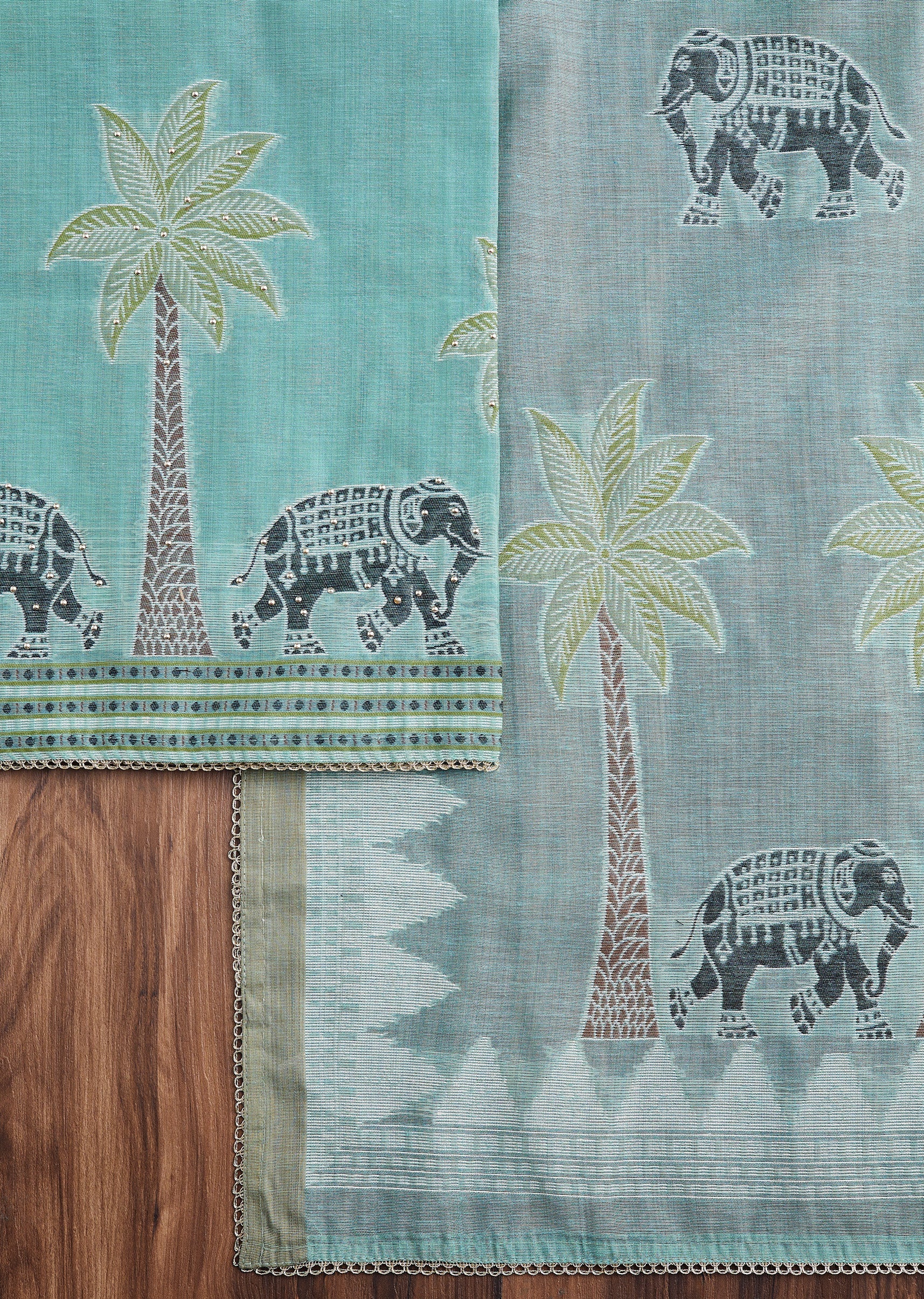 Blue Linen Embroidered Unstitched Suit - Image 3
