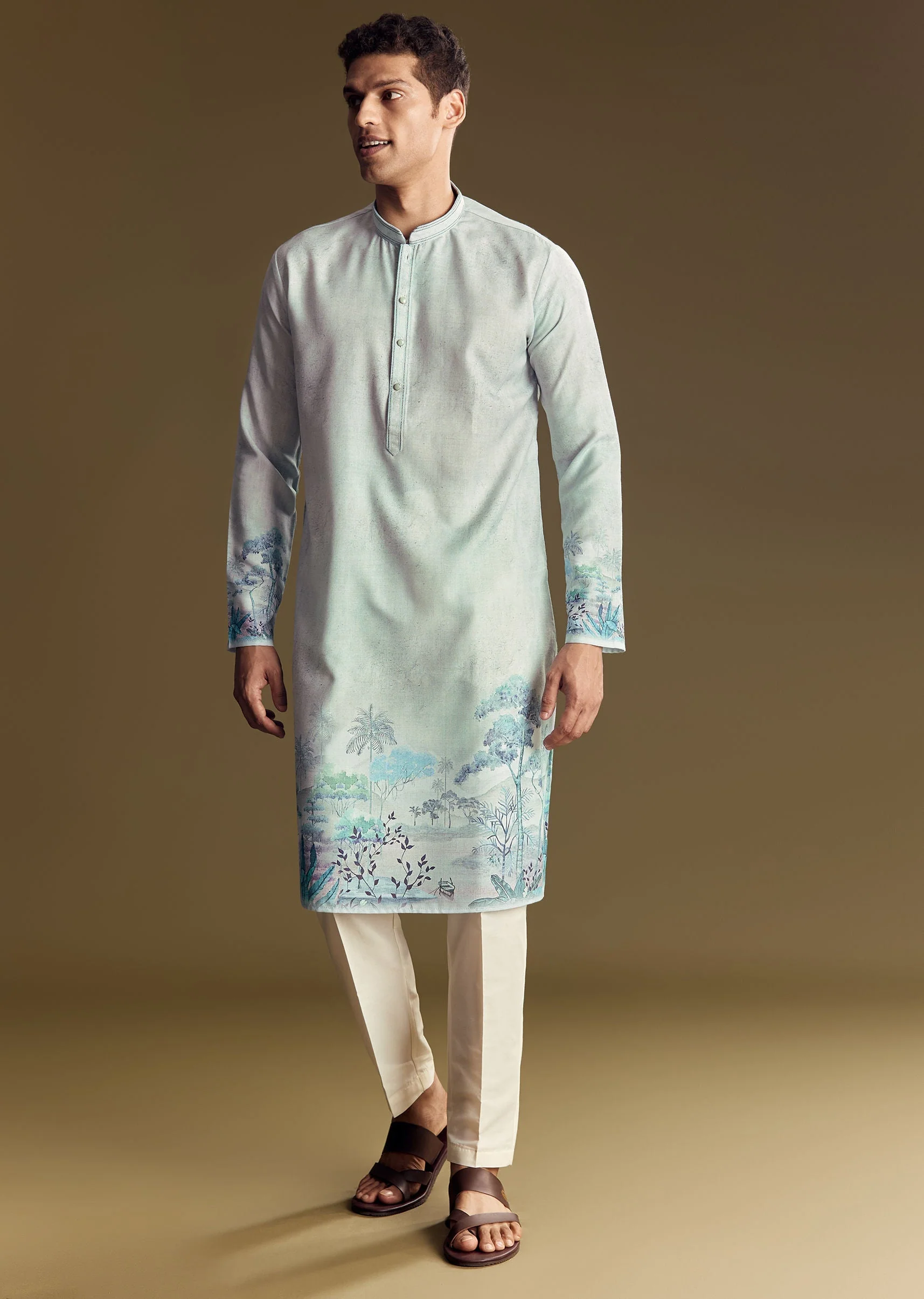 Blue Linen Kurta Set - Image 4