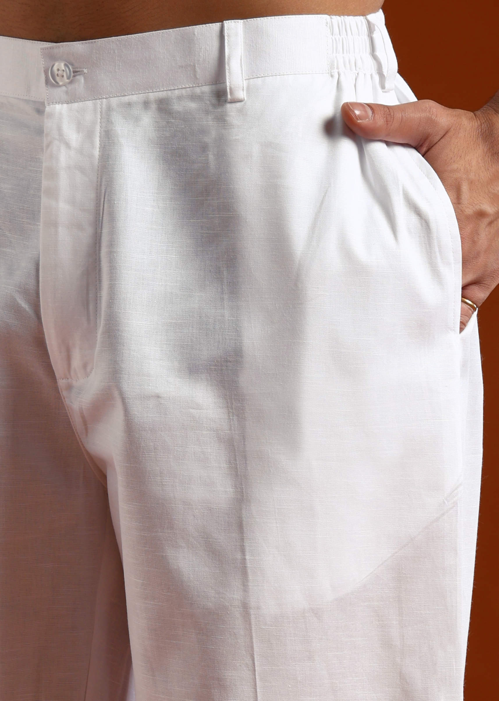 Blue Linen Kurta Set For Men With Thread Work - Image 6