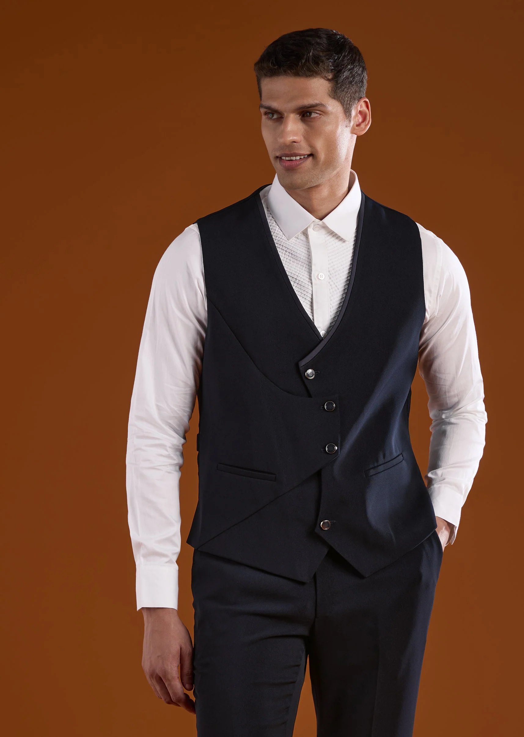 Blue Mens Tuxedo With Stone Work - Image 6
