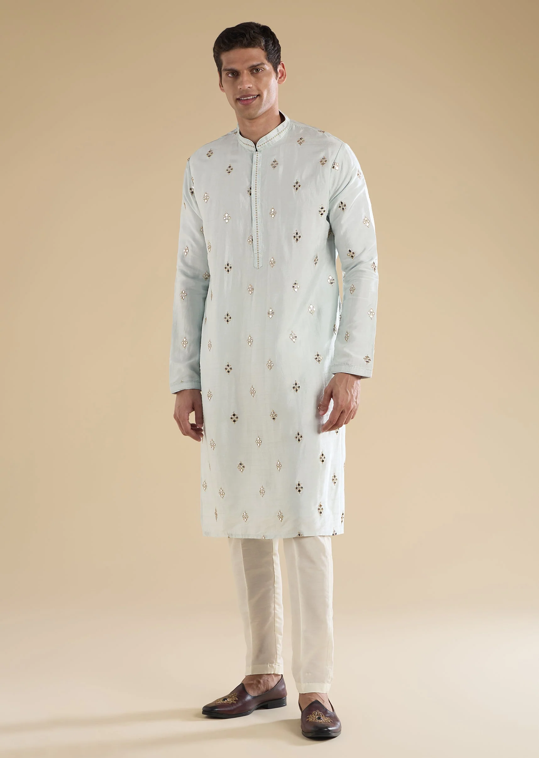 Blue Mirror Detail Kurta Set