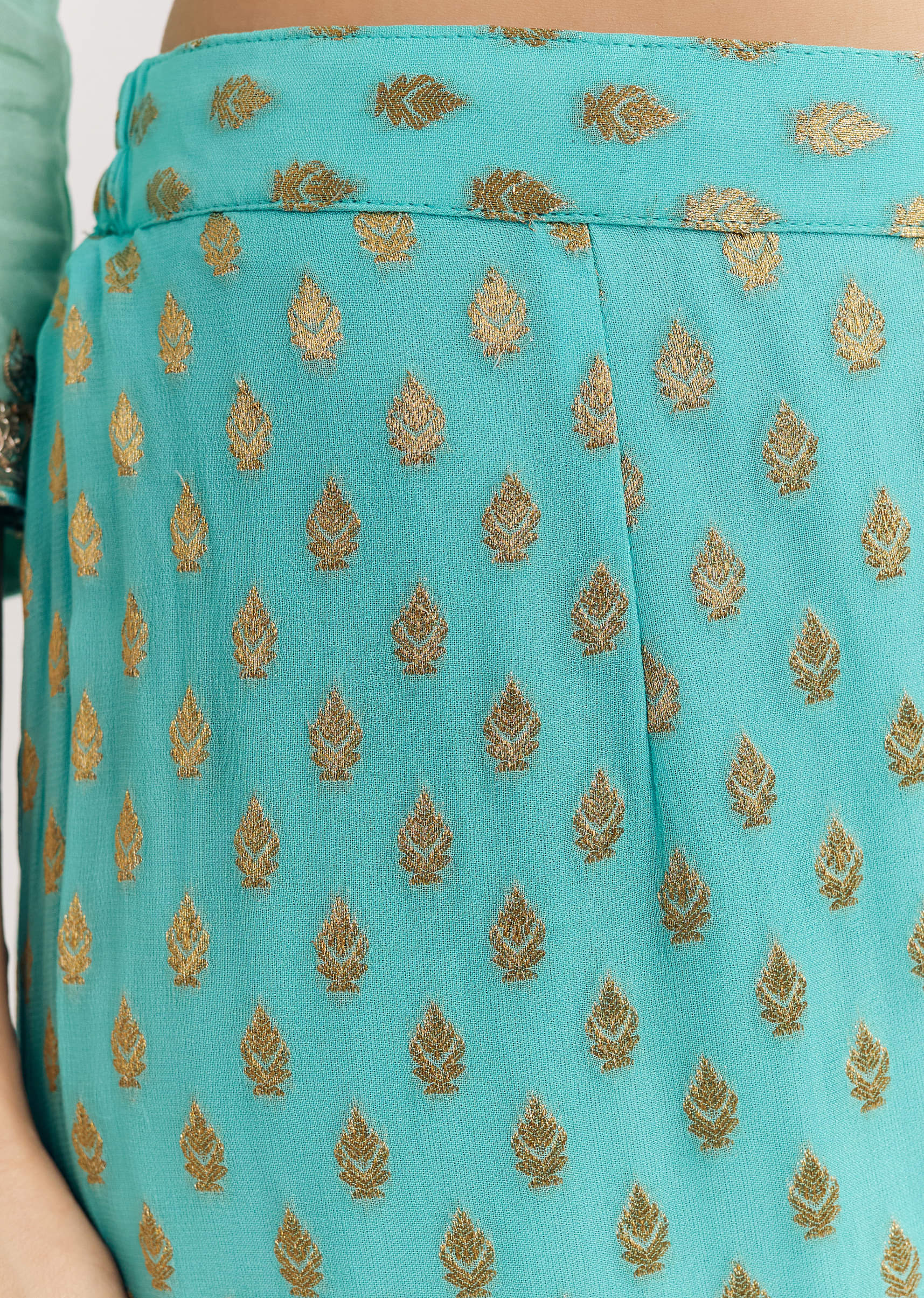 Blue Ombre Kurta Palazzo Suit With Zardosi And Sequins Work - Image 6