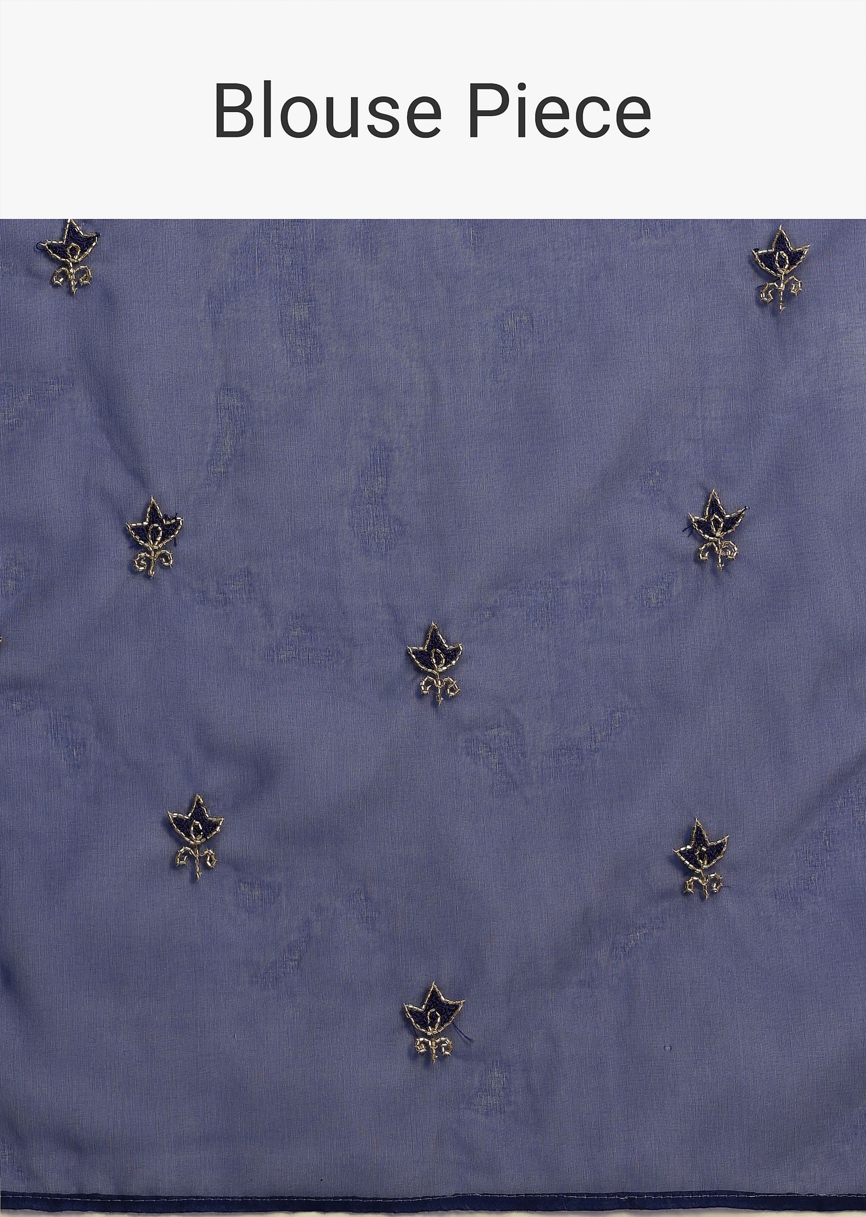 Blue Organza Cutdana Embroidered Saree With Unstitched Blouse - Image 10