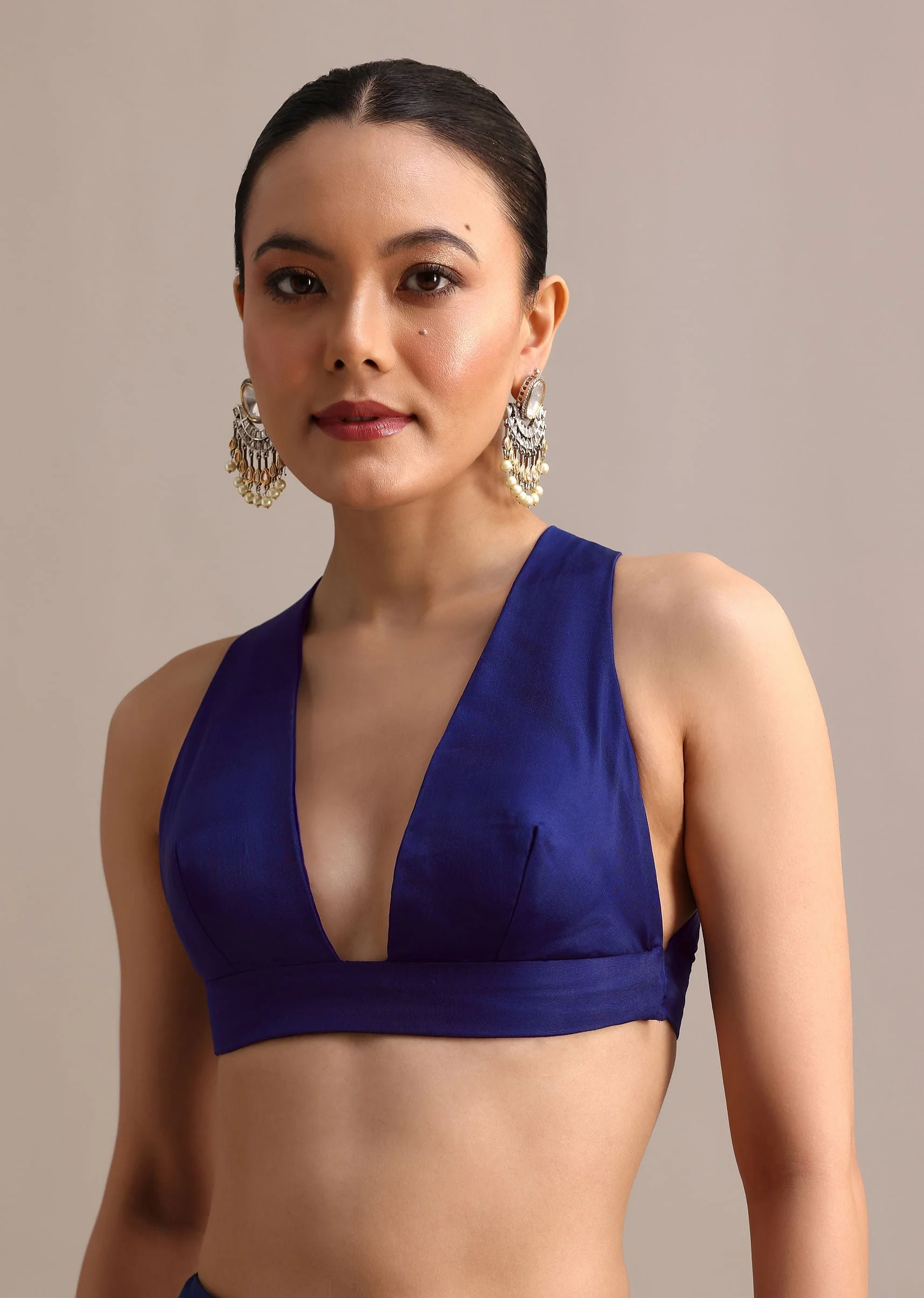 Blue Organza Cutdana Embroidered Saree With Unstitched Blouse - Image 7