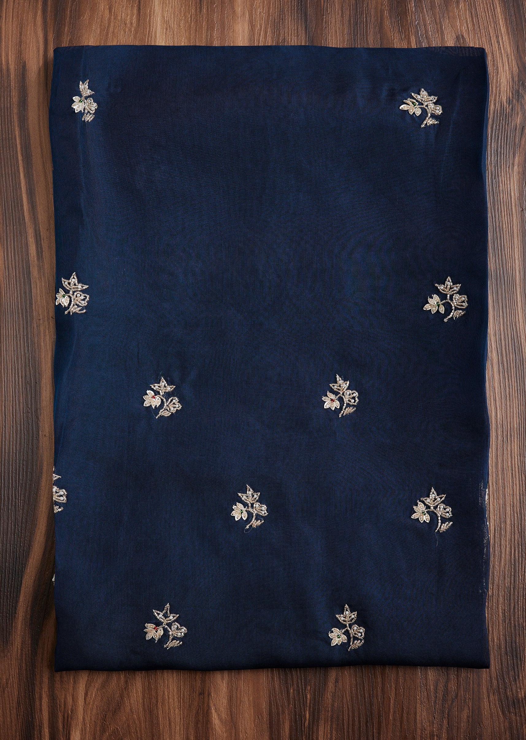 Blue Organza Embroidered Suit - Image 2