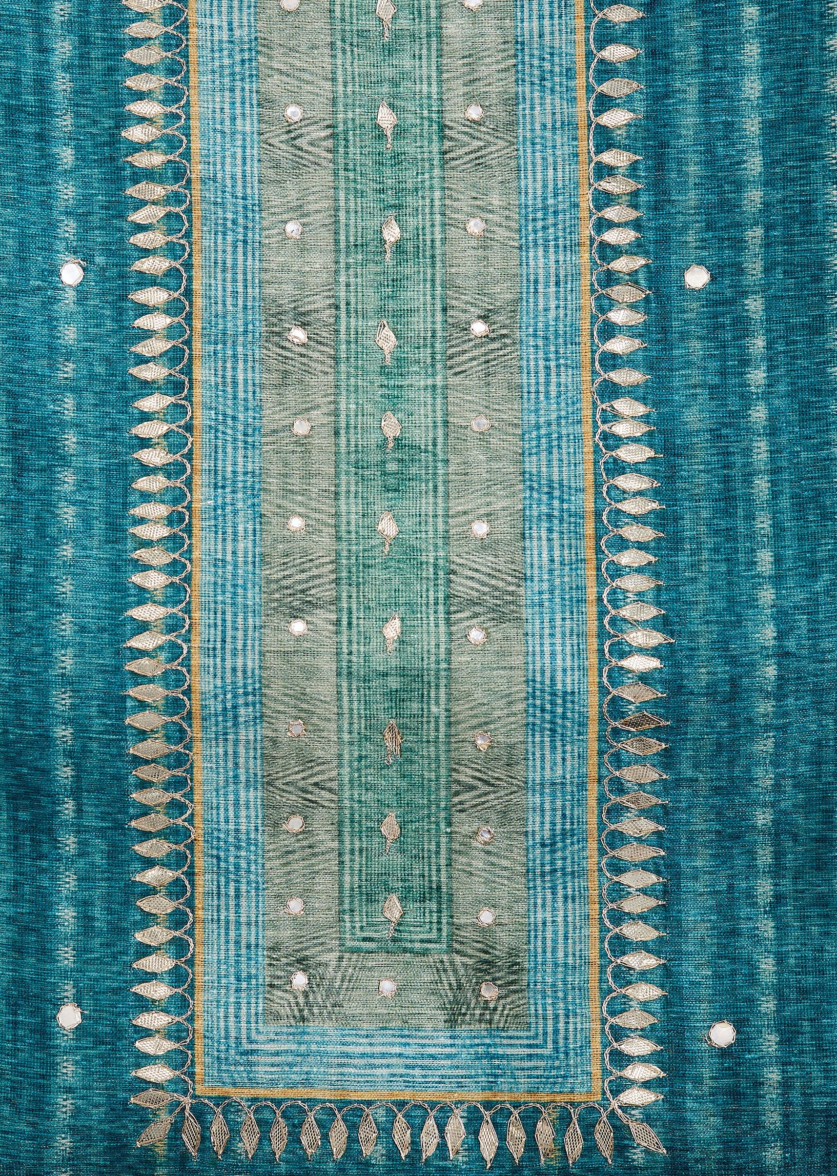 Blue Printed Dola Silk Suit Set - Image 2