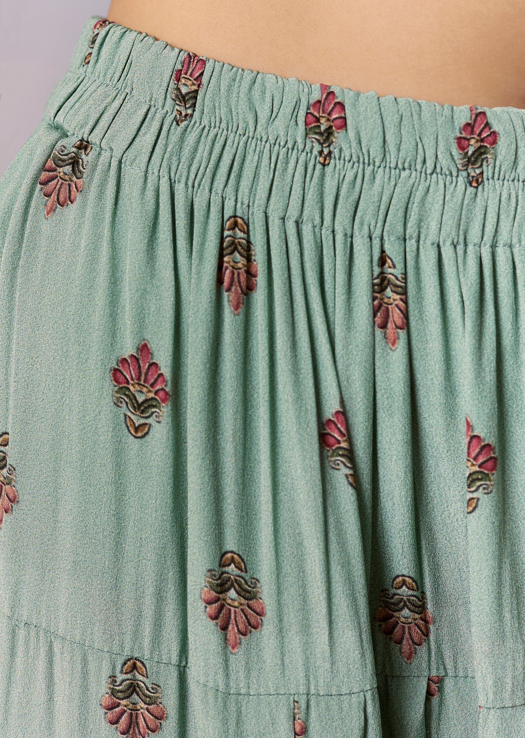 Blue Printed Kurta Set With Pant And Dupatta - Image 6