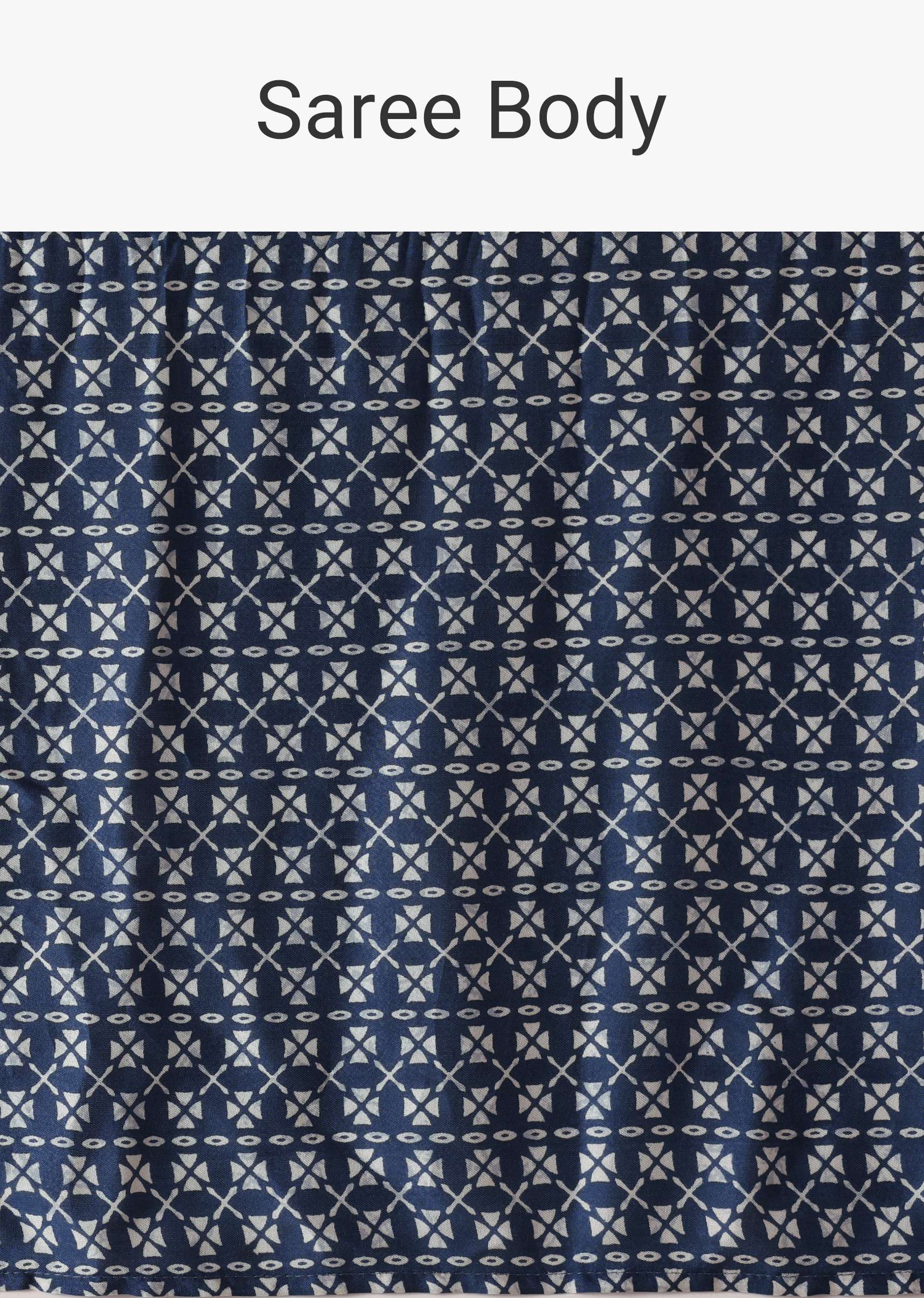 Blue Printed Saree In Satin With Tassel Pallu And Unstitched Blouse Piece - Image 10