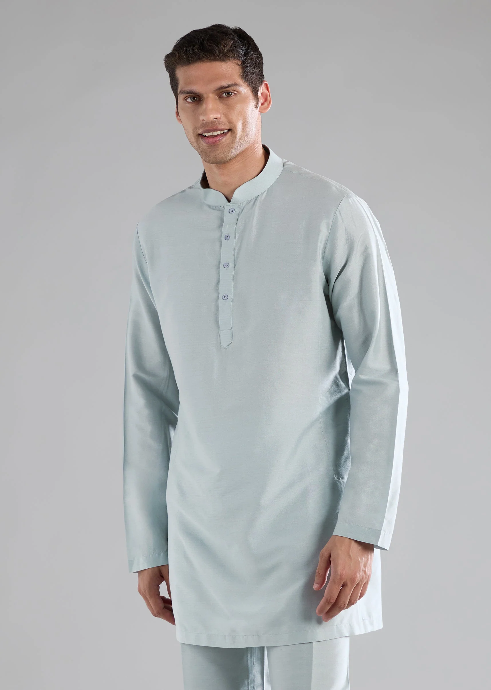 Blue Rawsilk Indowestern Kurta Set with Applique Work - Image 6