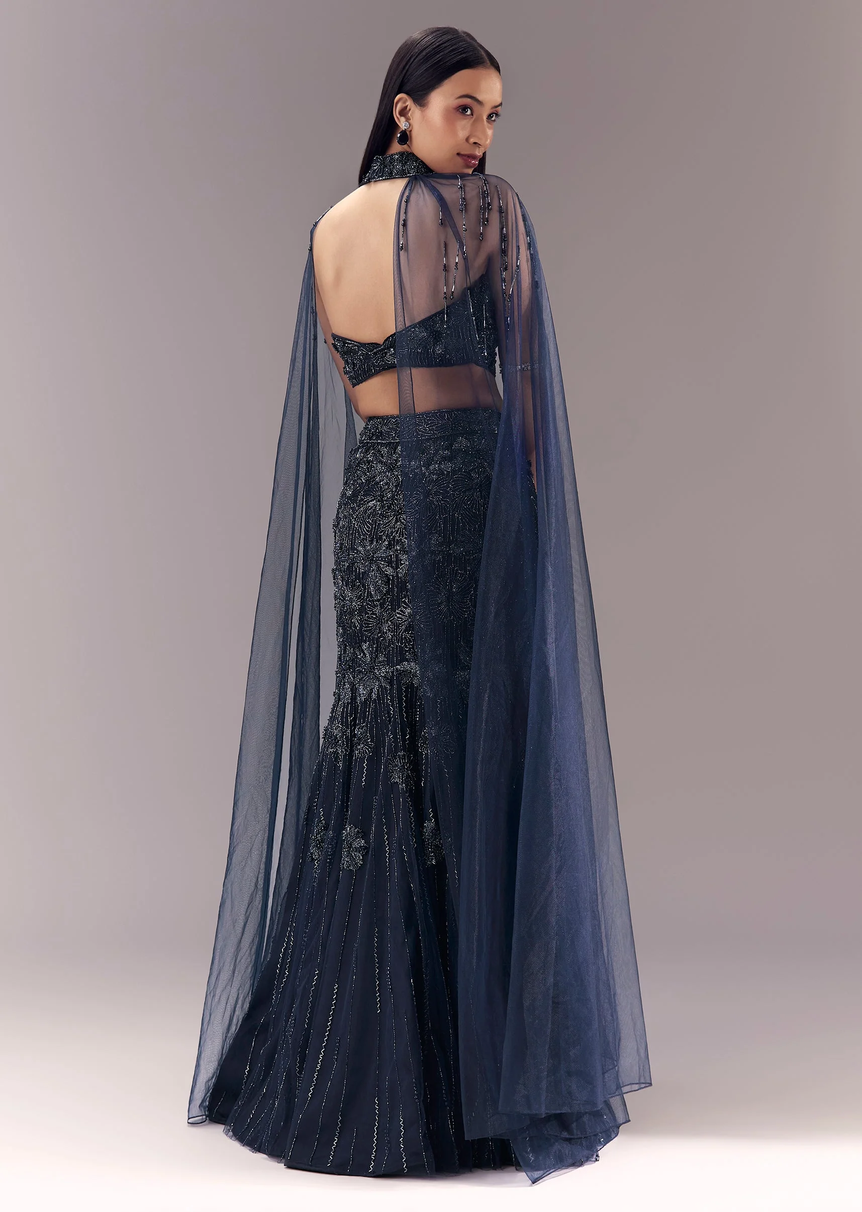 Blue Sequin Embellished Lehenga Set - Image 2