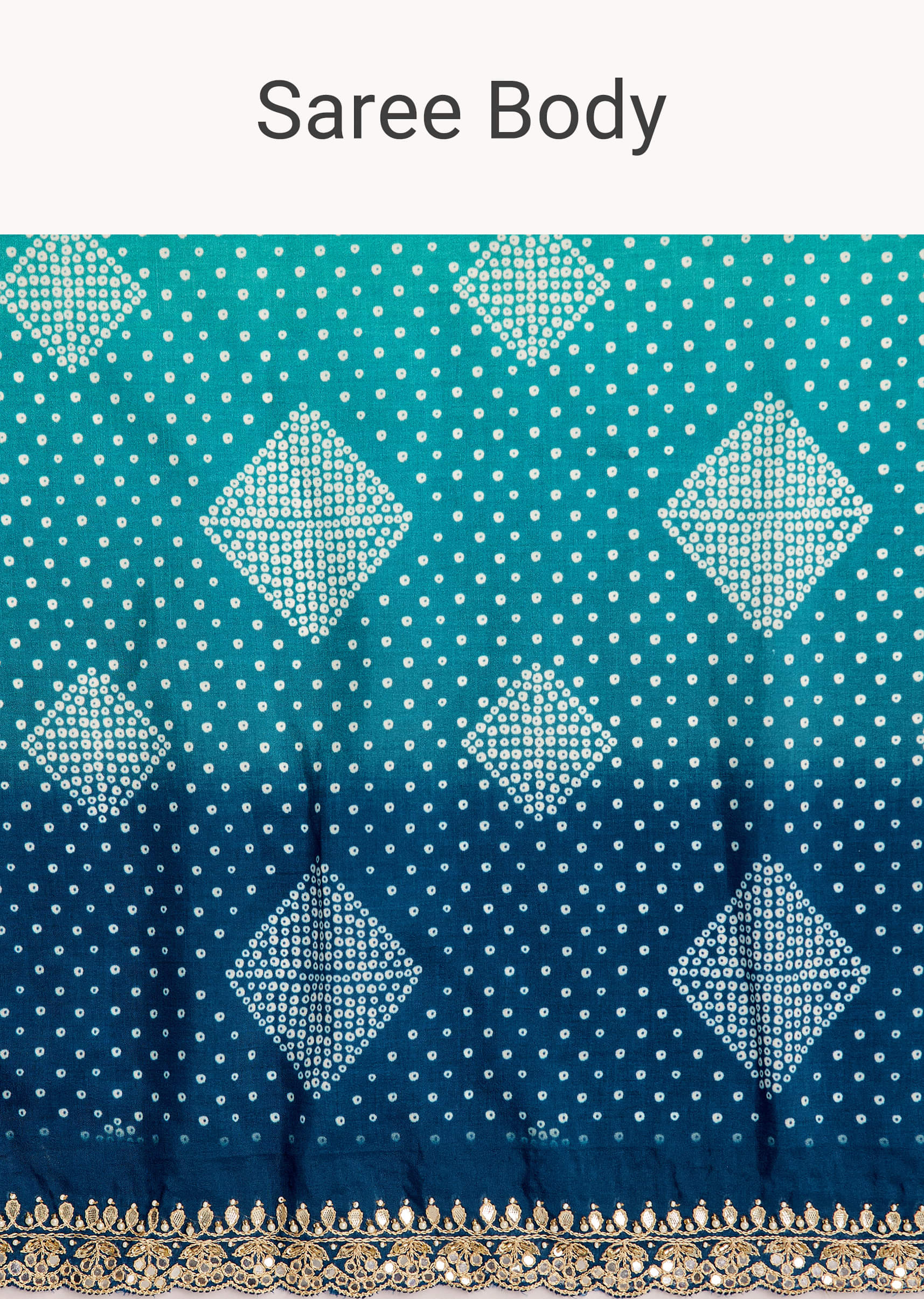 Blue Shaded Muslin Printed Saree With Embellishments - Image 9