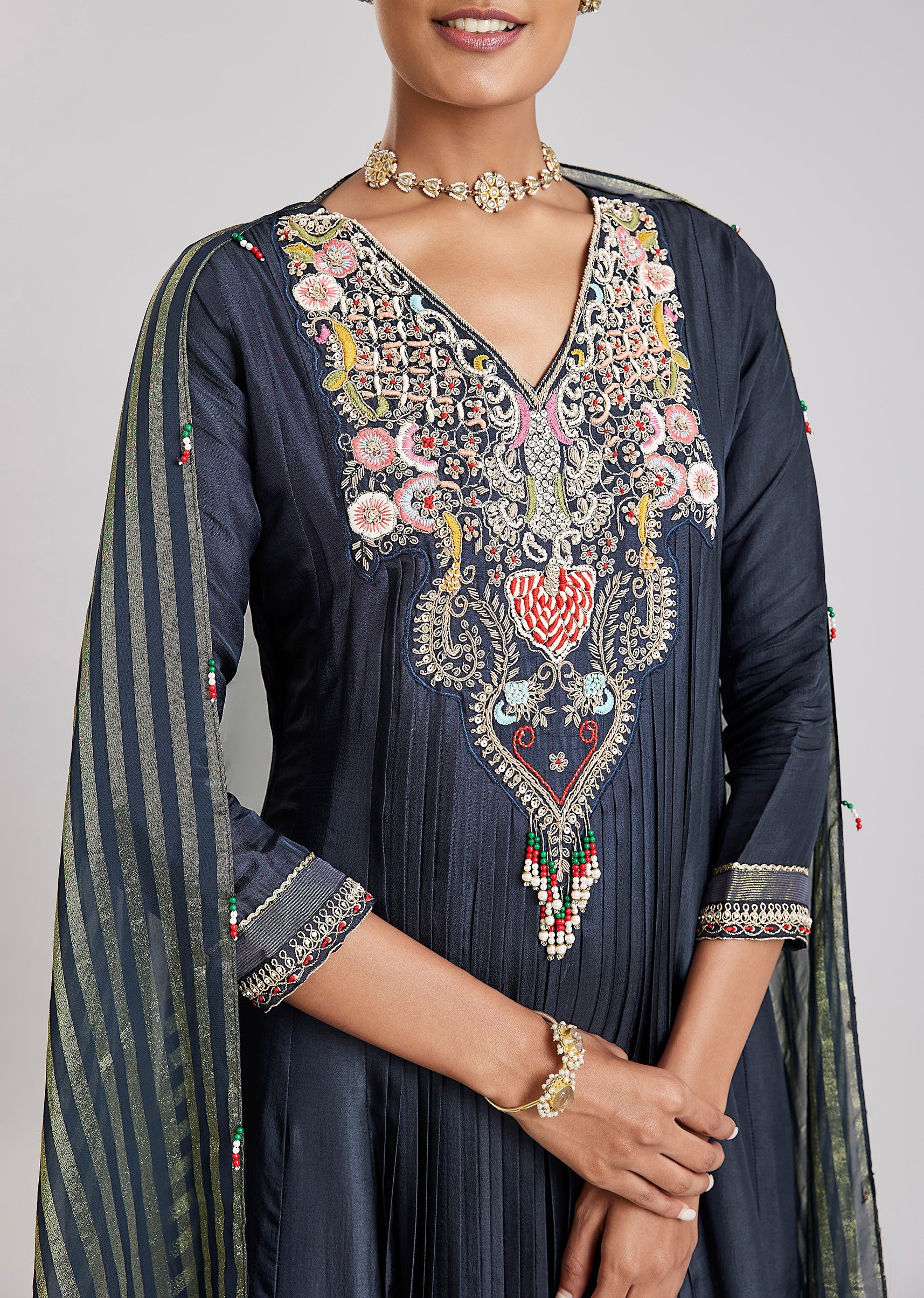 Blue Silk Anarkali - Image 2