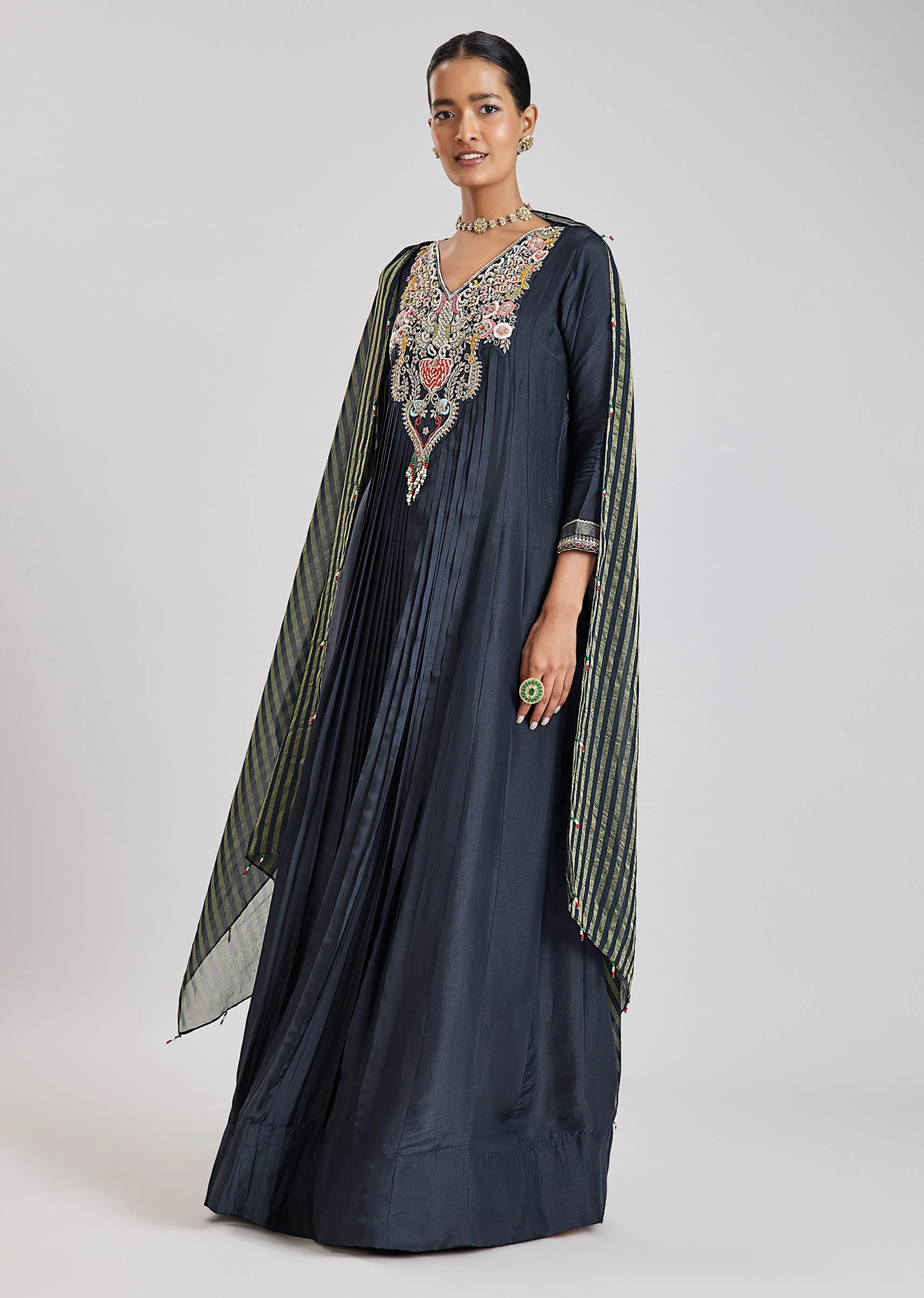 Blue Silk Anarkali - Image 3