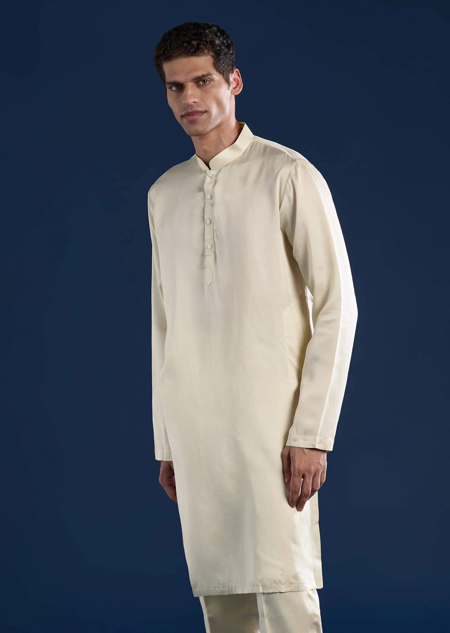 Blue Silk Cutwork Jacket Kurta Set - Image 6