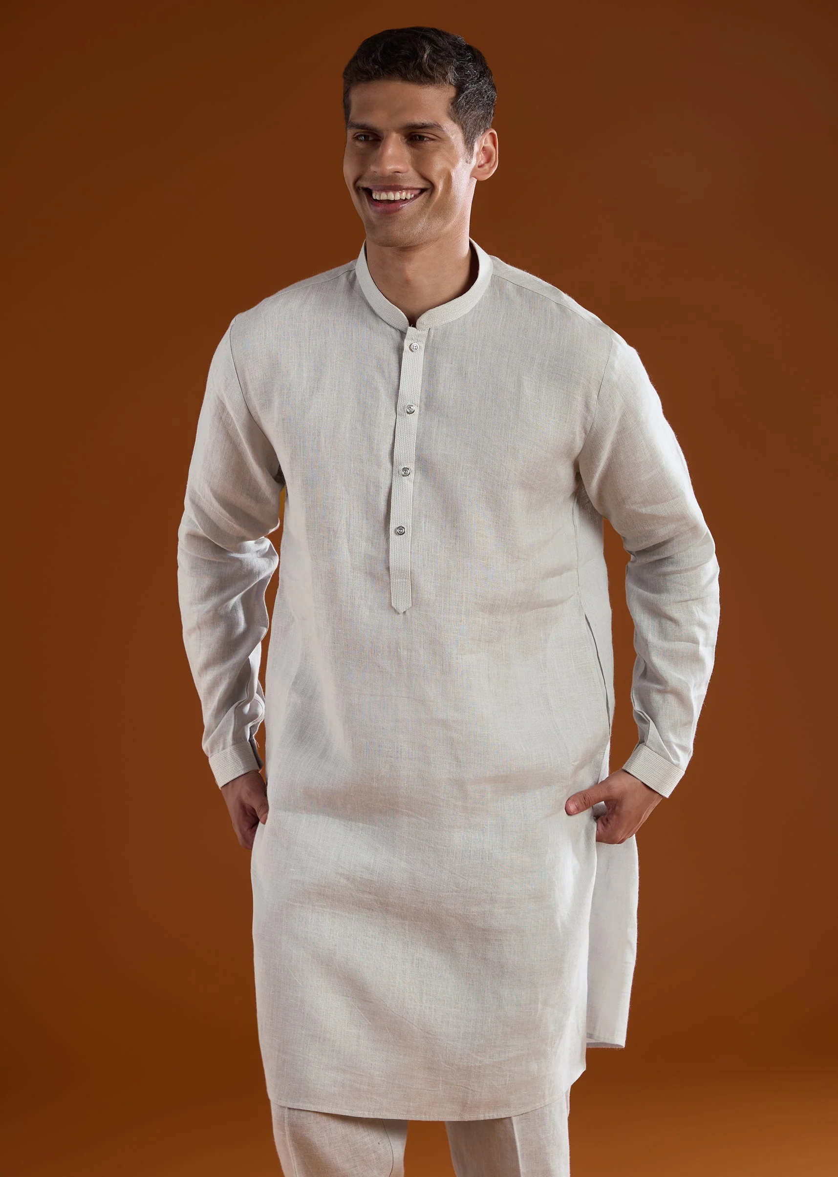 Blue Silk Kurta Jacket Set With Thread And Mirror Work - Image 6