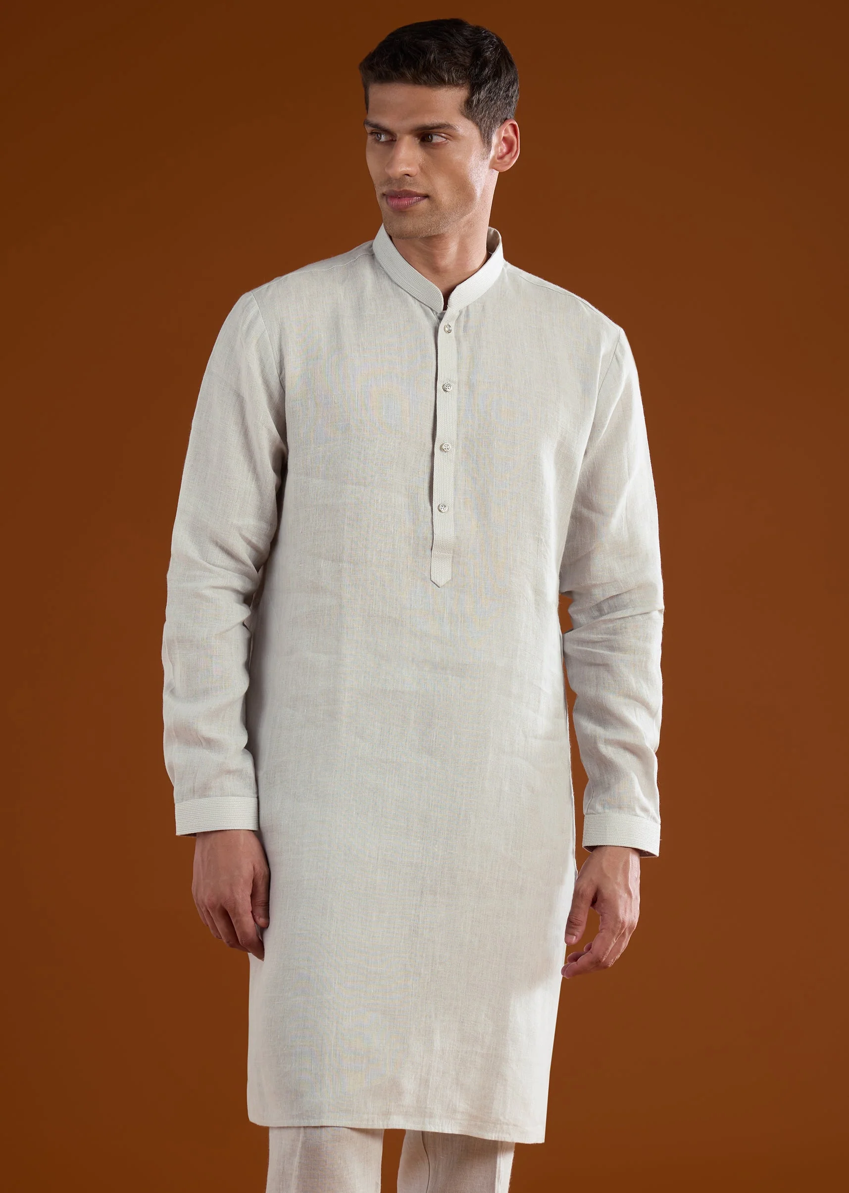 Blue Silk Mens Kurta Jacket Set With Thread And Mirror Work - Image 6