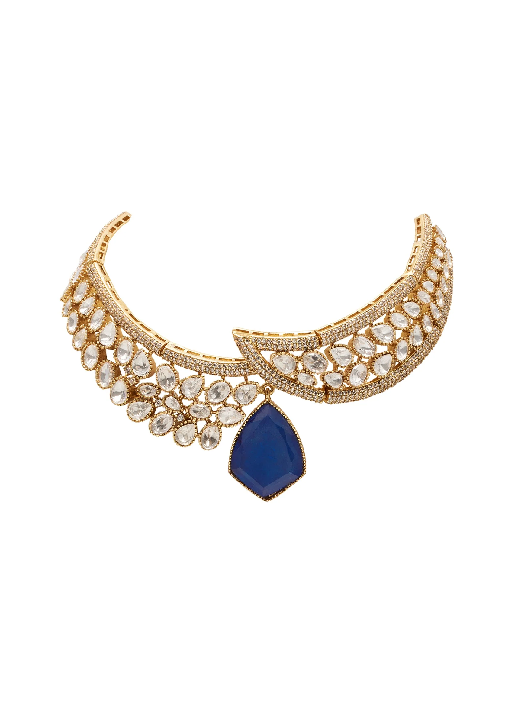 Blue Stone Choker Necklace Set - Image 3
