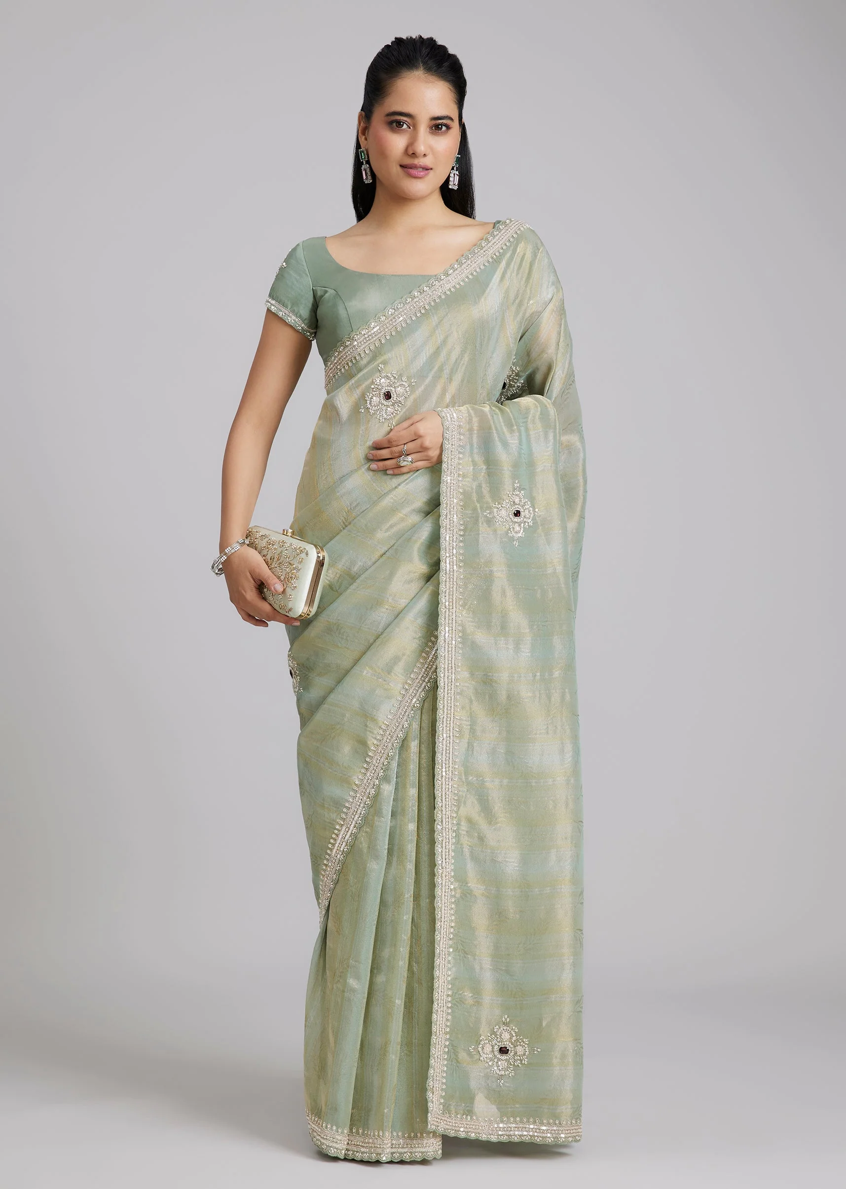 Blue Tissue Saree