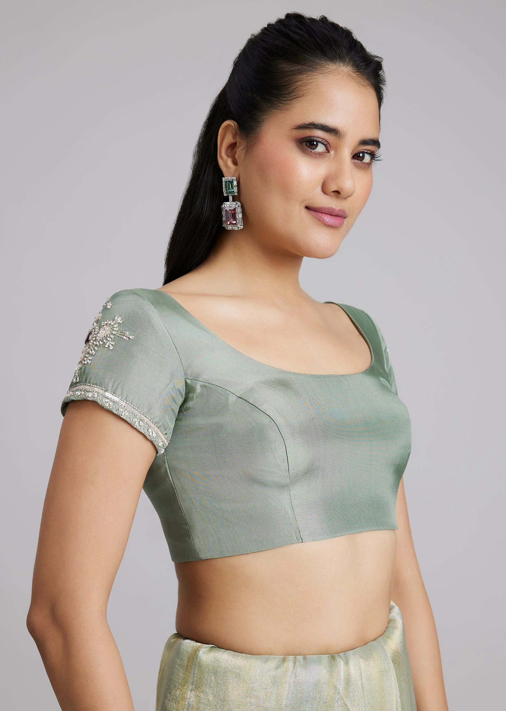 Blue Tissue Saree - Image 7