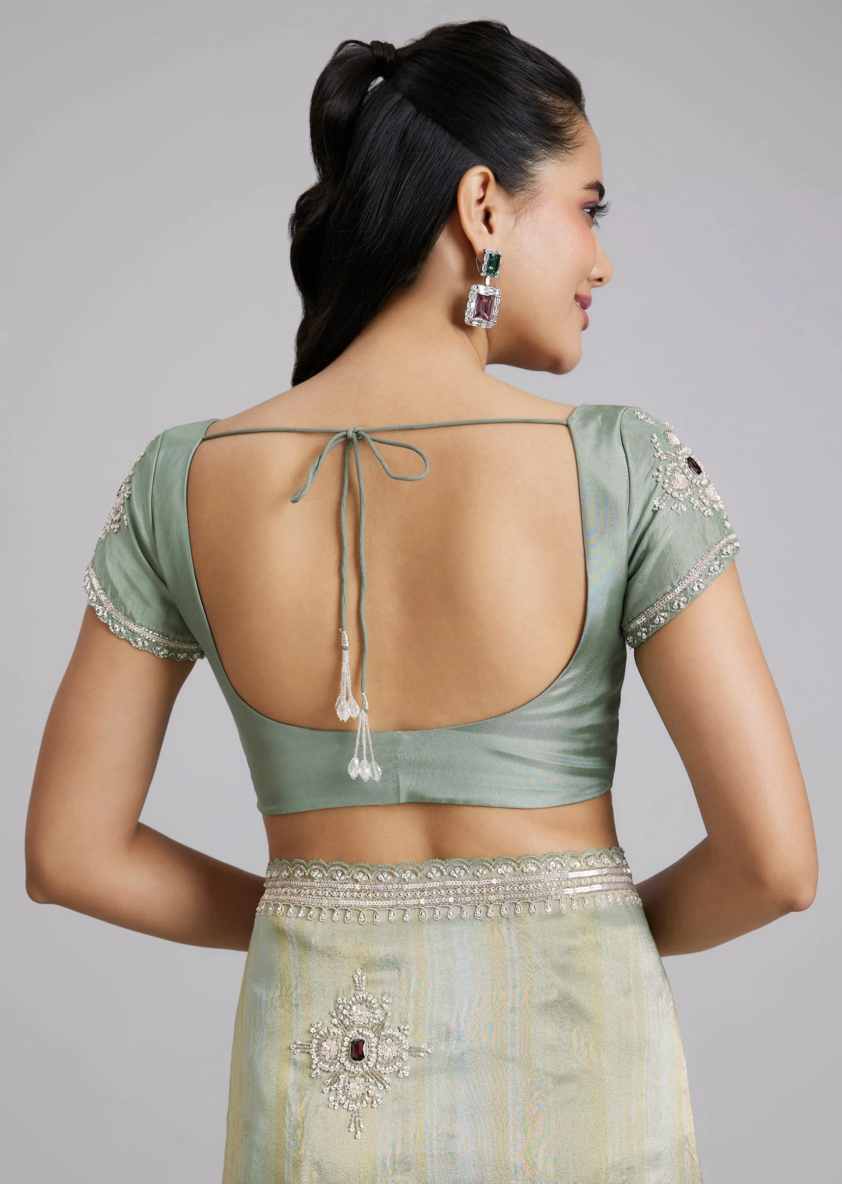 Blue Tissue Saree - Image 8