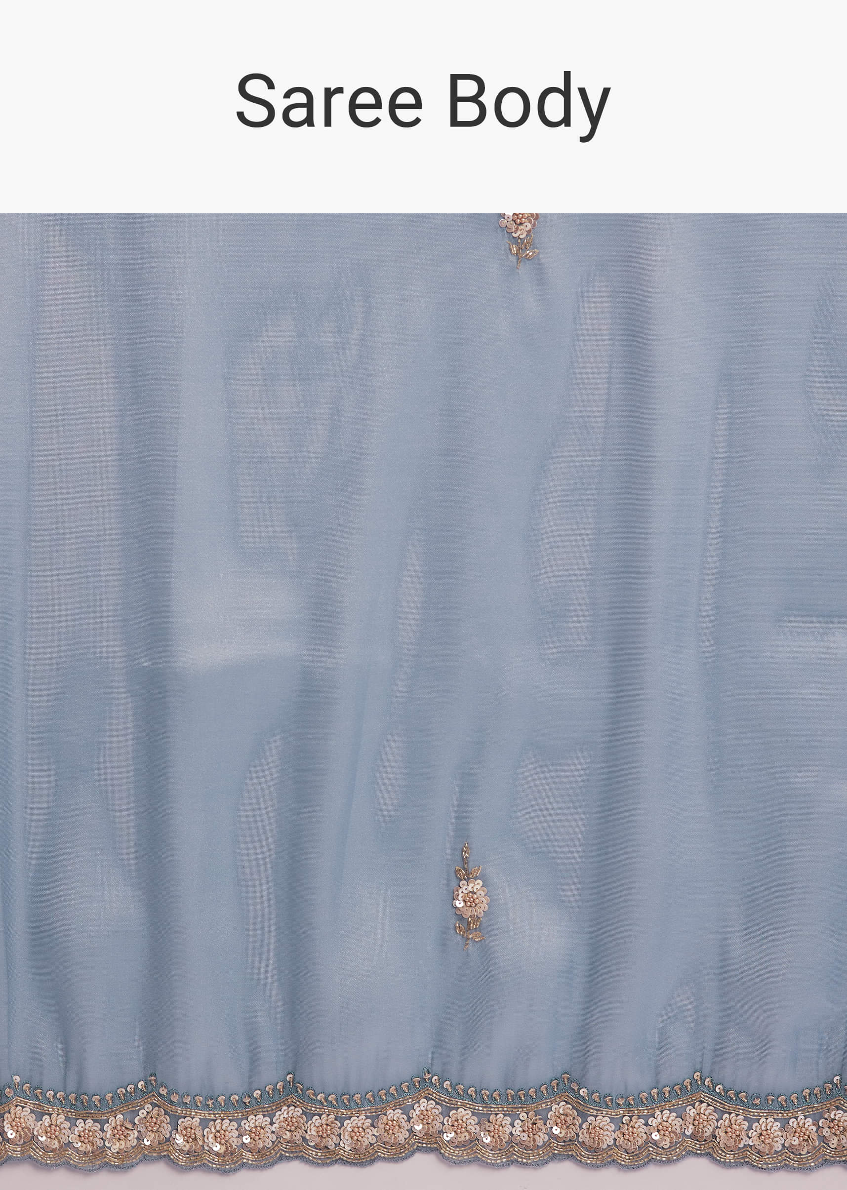 Blue Tissue Silk Saree With Heavy Hand Embroidery - Image 9