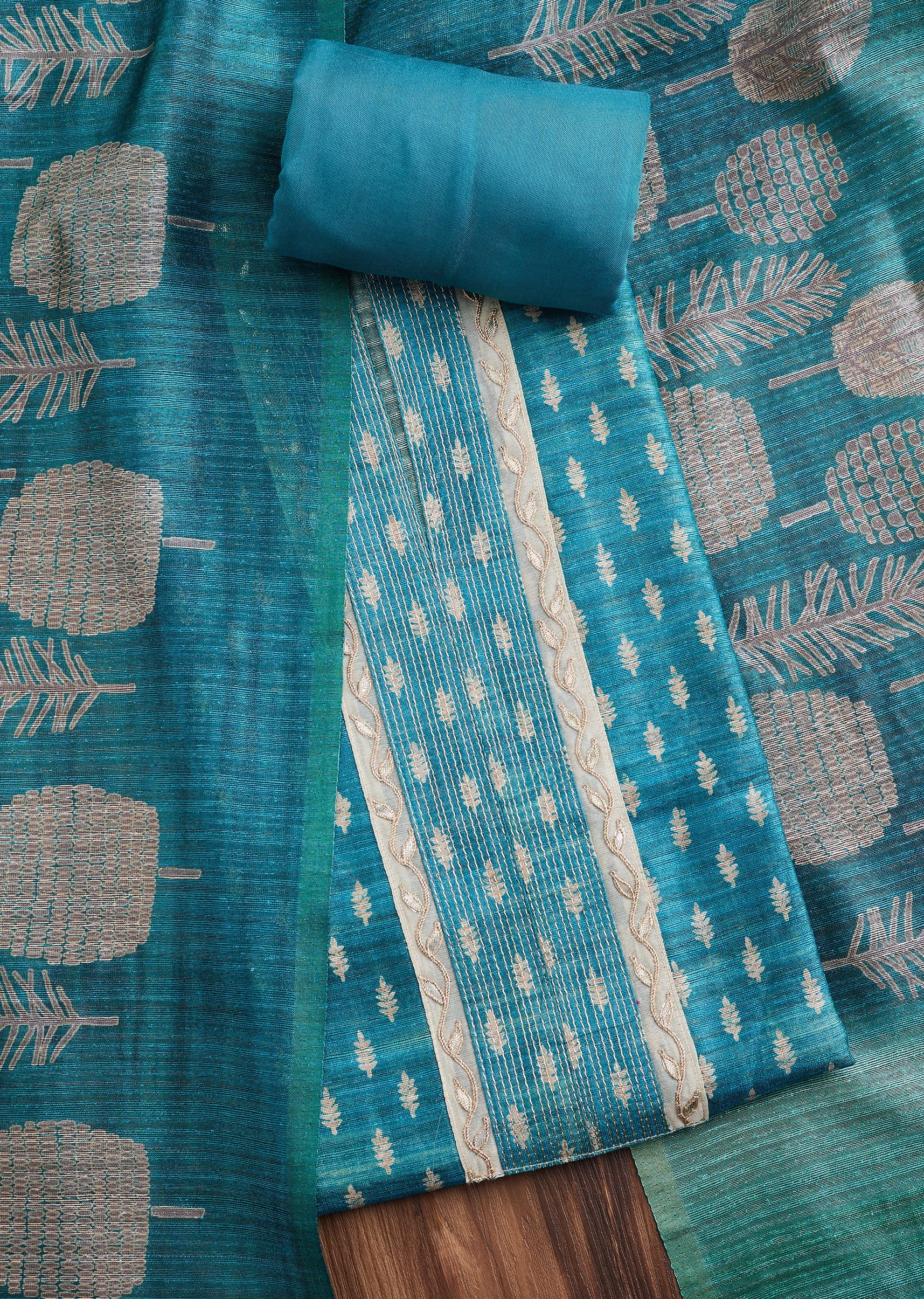Blue Tussar Suit Set