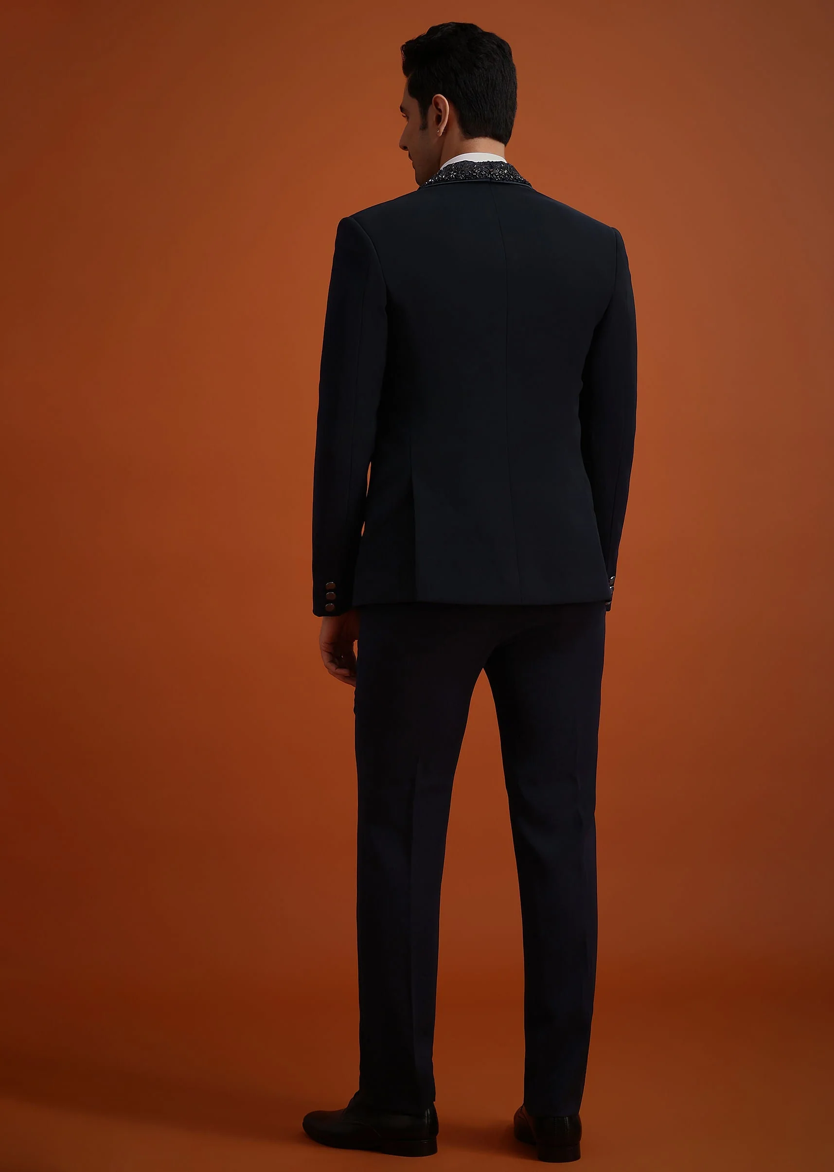 Blue Tuxedo Set With Pearl And Cutdana Work - Image 5