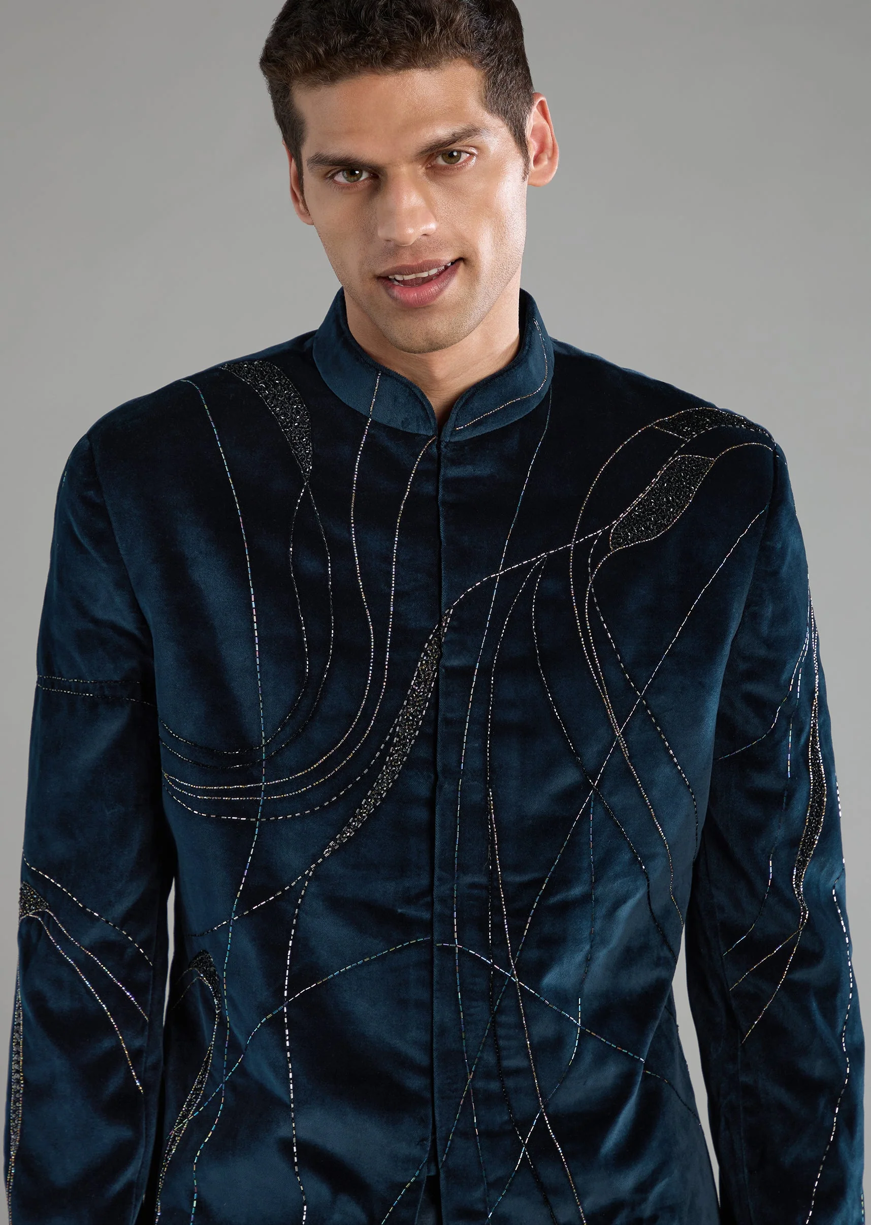 Blue Velvet Indo Western Set